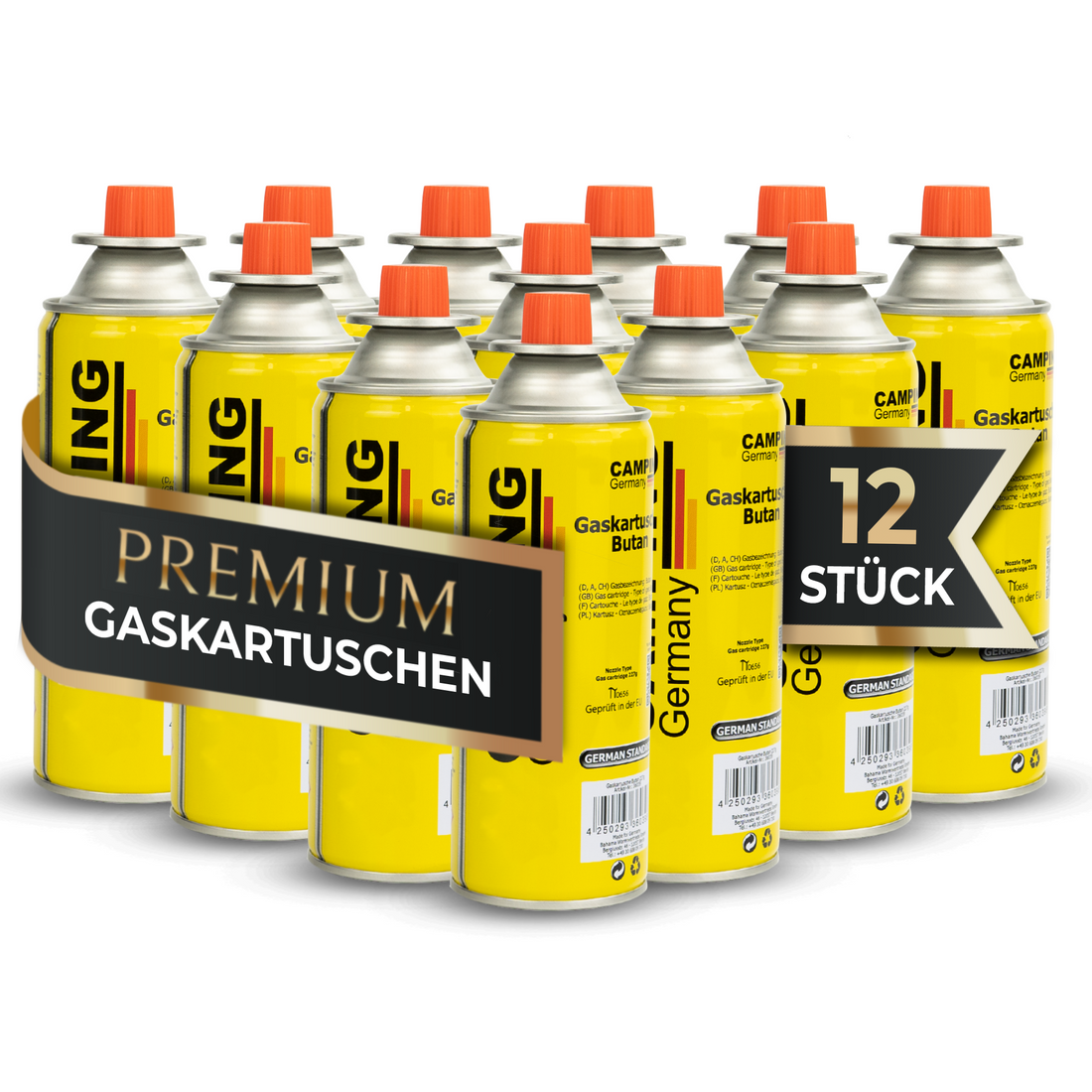 Butangaskartuschen 227g EN 417 – Gaskocher Innenraum & Stromausfall – Camping Outdoor Küche – 100% dicht mit Sicherheitsventil