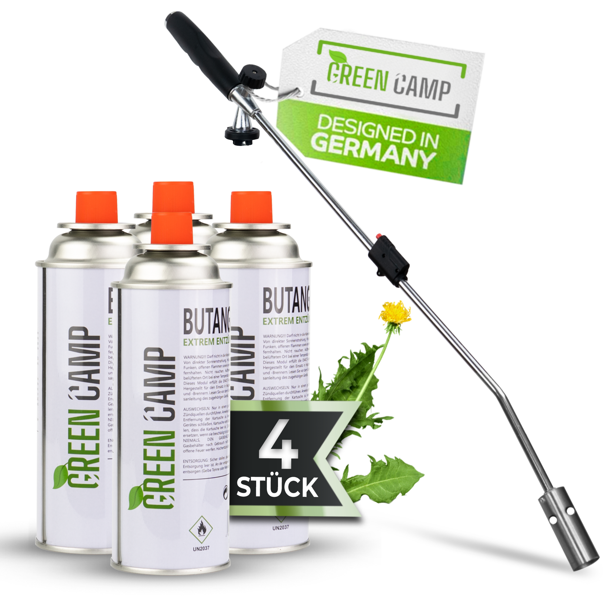 GreenCamp® Unkrautbrenner inkl. Gaskartuschen – Effektive & chemiefreie Unkrautvernichtung