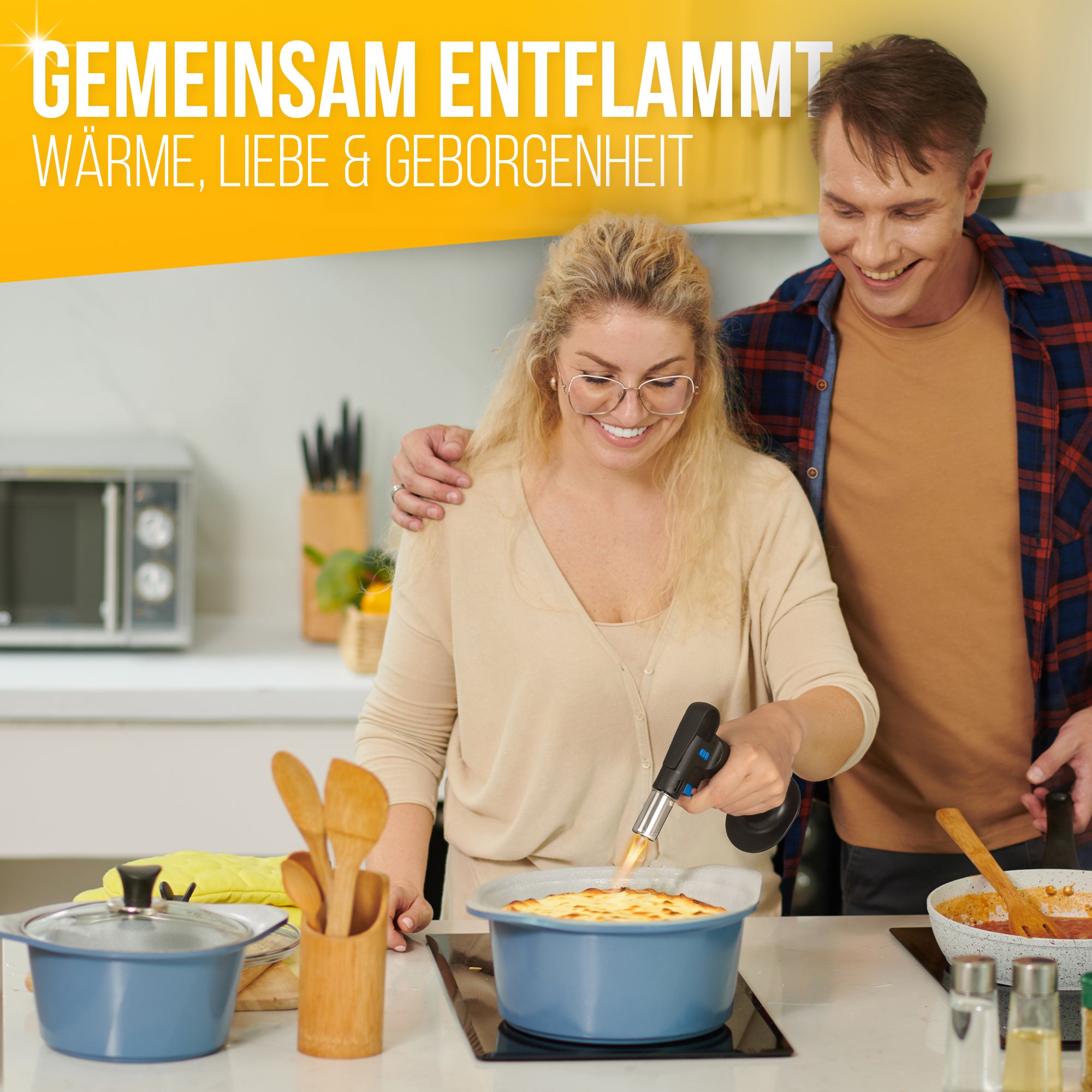 Premium Flambierbrenner inkl. Feuerzeuggas – Leistungsstark, Sicher & Handlich für Präzises Flambieren und Karamellisieren