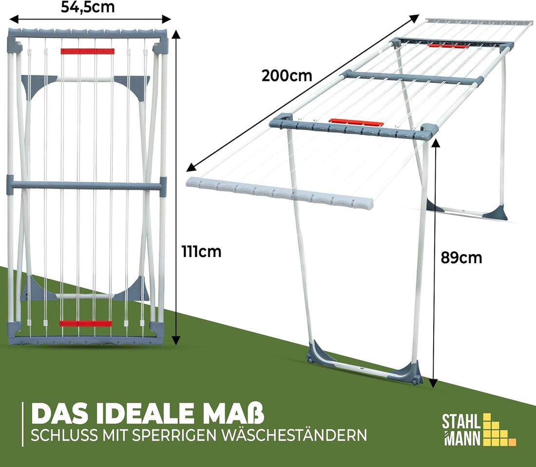 Teleskop Wäscheständer Ausziehbar - 20 m Trockenfläche