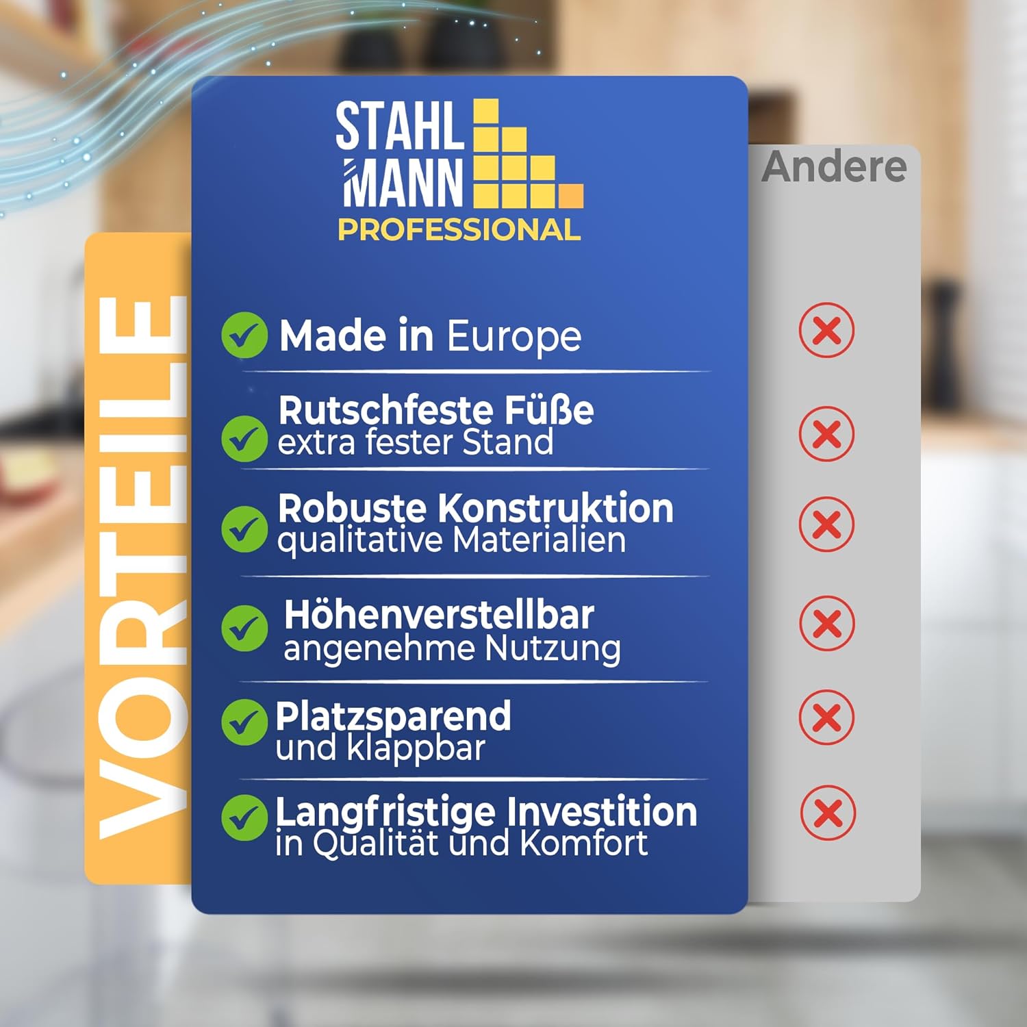 STAHLMANN® XXL Strijkplank 120x38 cm – Voor stoomstrijkstations – TÜV-gecertificeerd – Hoes van 100% katoen – Extra stabiel – Gemaakt in de EU