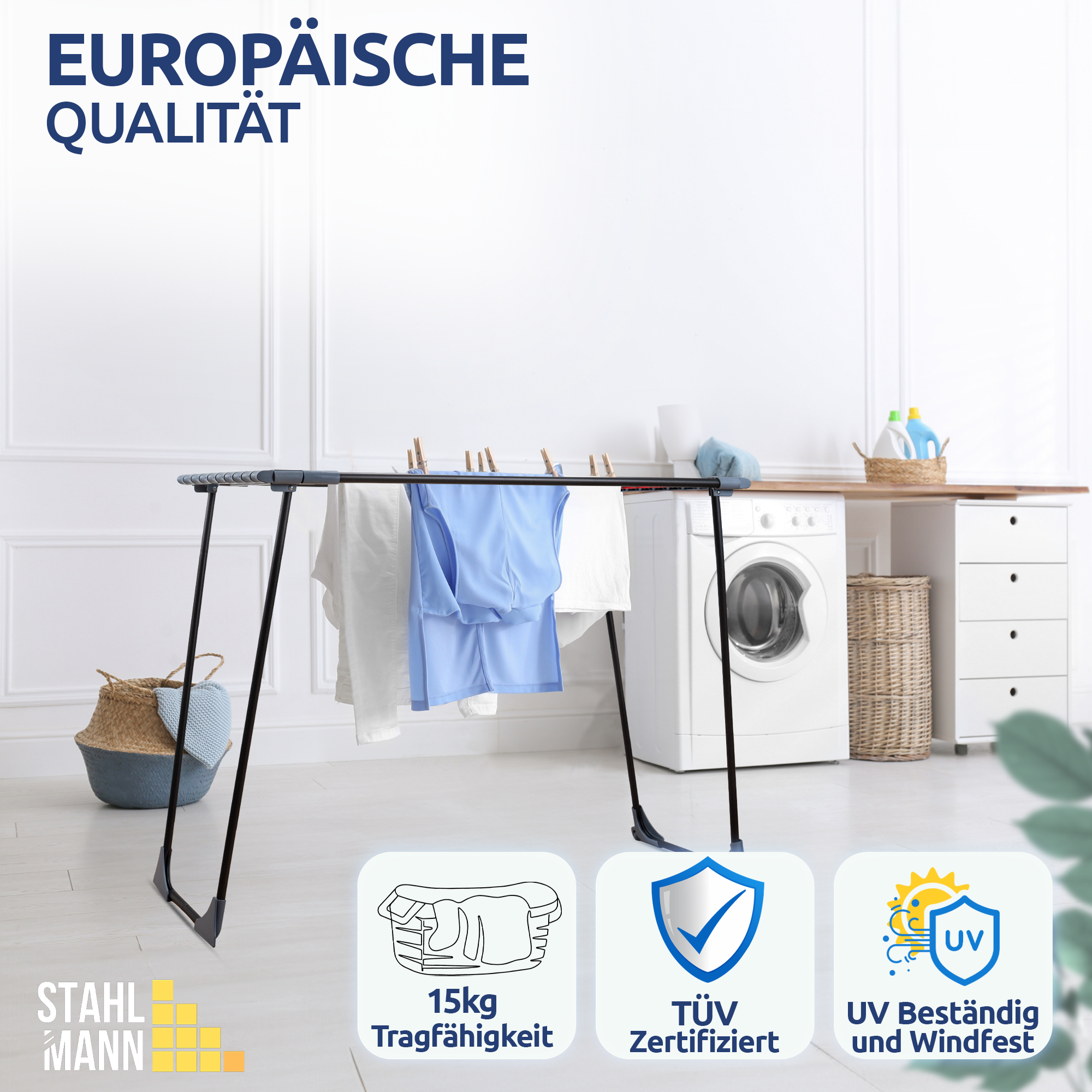 Stahlmann Magic Teleskop Wäscheständer Ausziehbar - 20 m Trockenfläche