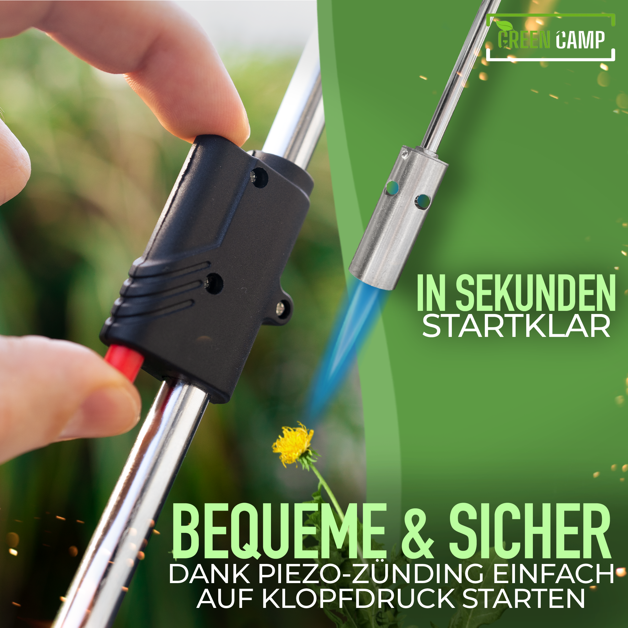 GreenCamp® Unkrautbrenner inkl. Gaskartuschen – Effektive & chemiefreie Unkrautvernichtung
