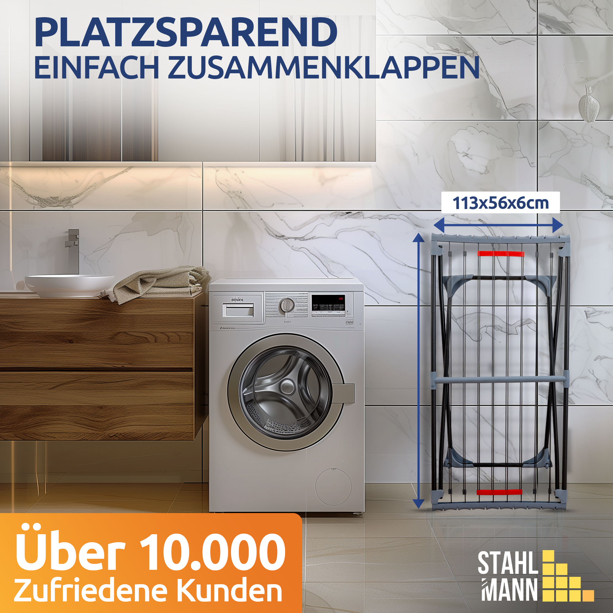 Stahlmann Magic Teleskop Wäscheständer Ausziehbar - 20 m Trockenfläche