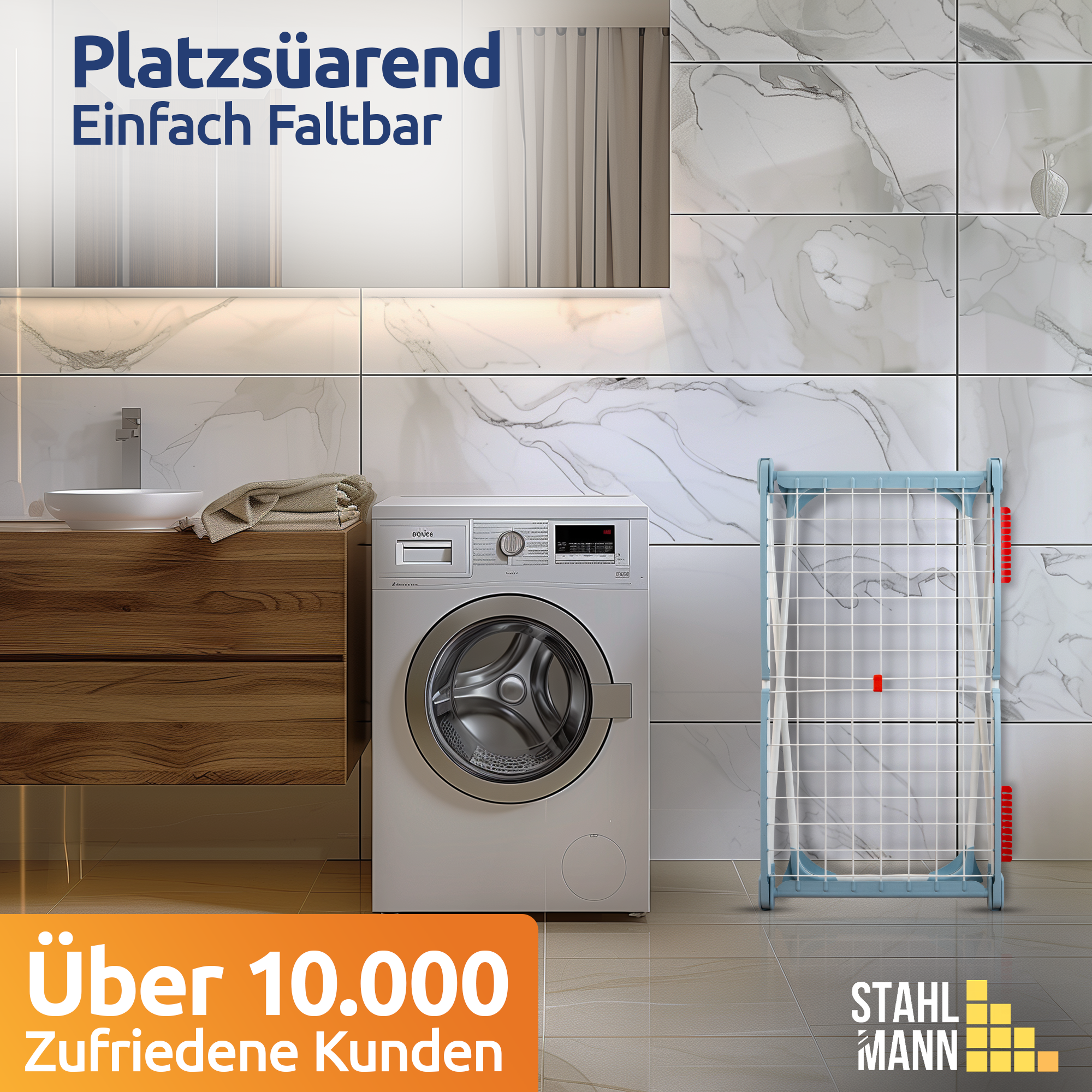Stahlmann Astra White/Blue Standtrockner - 18 m Trockenfläche Klappbar