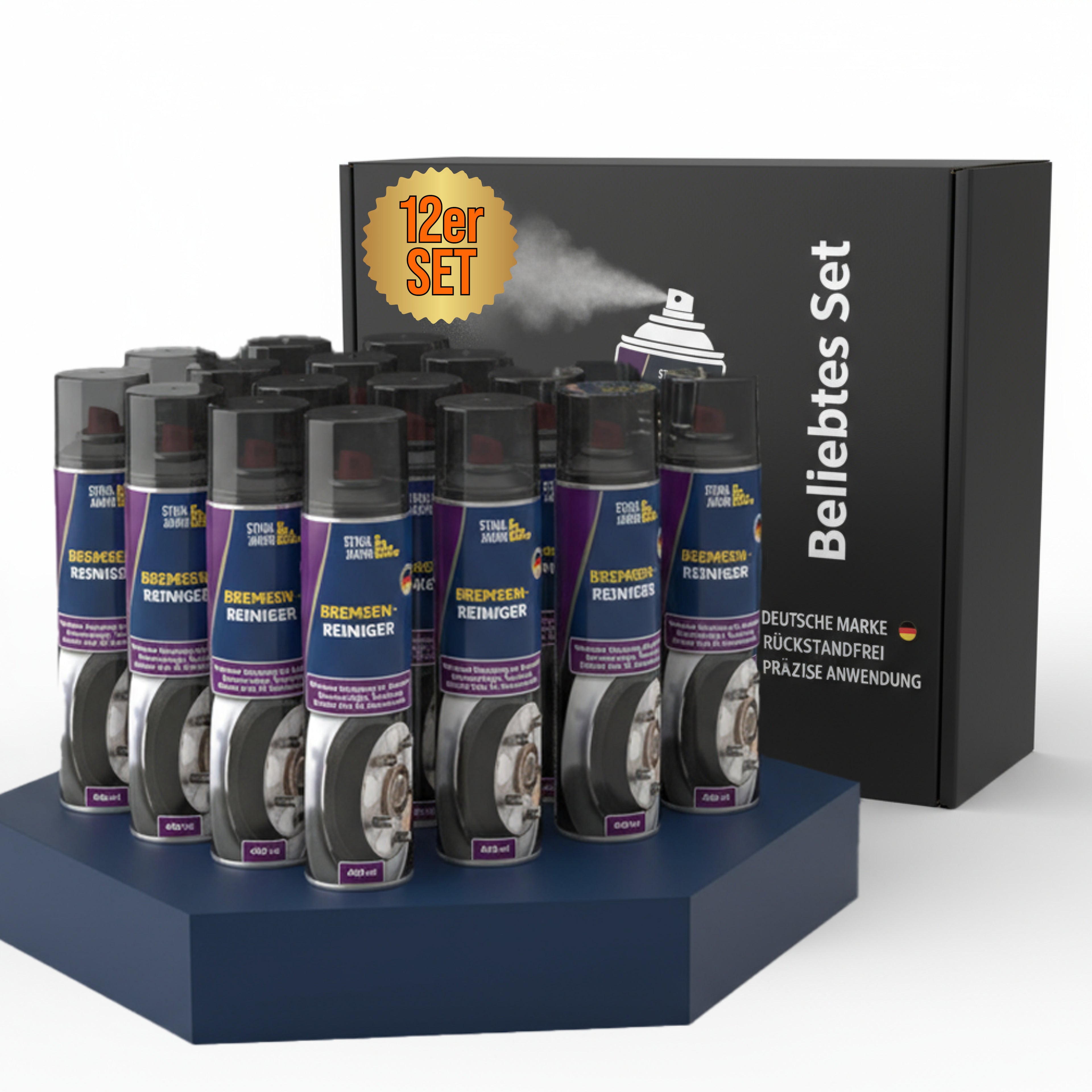 STAHLMANN® Bremsenreiniger 12x400 ml – Hochwirksames Bremsenreiniger Spray für Werkstatt & Auto | Entfernt Öl, Fett & Schmutz rückstandsfrei | Profiqualität für Bremsen, Kupplung & Motor