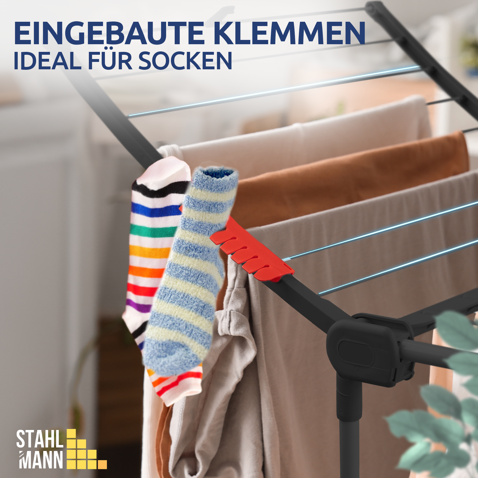 Stahlmann Astra Black Standtrockner - 18 m Trockenfläche Klappbar