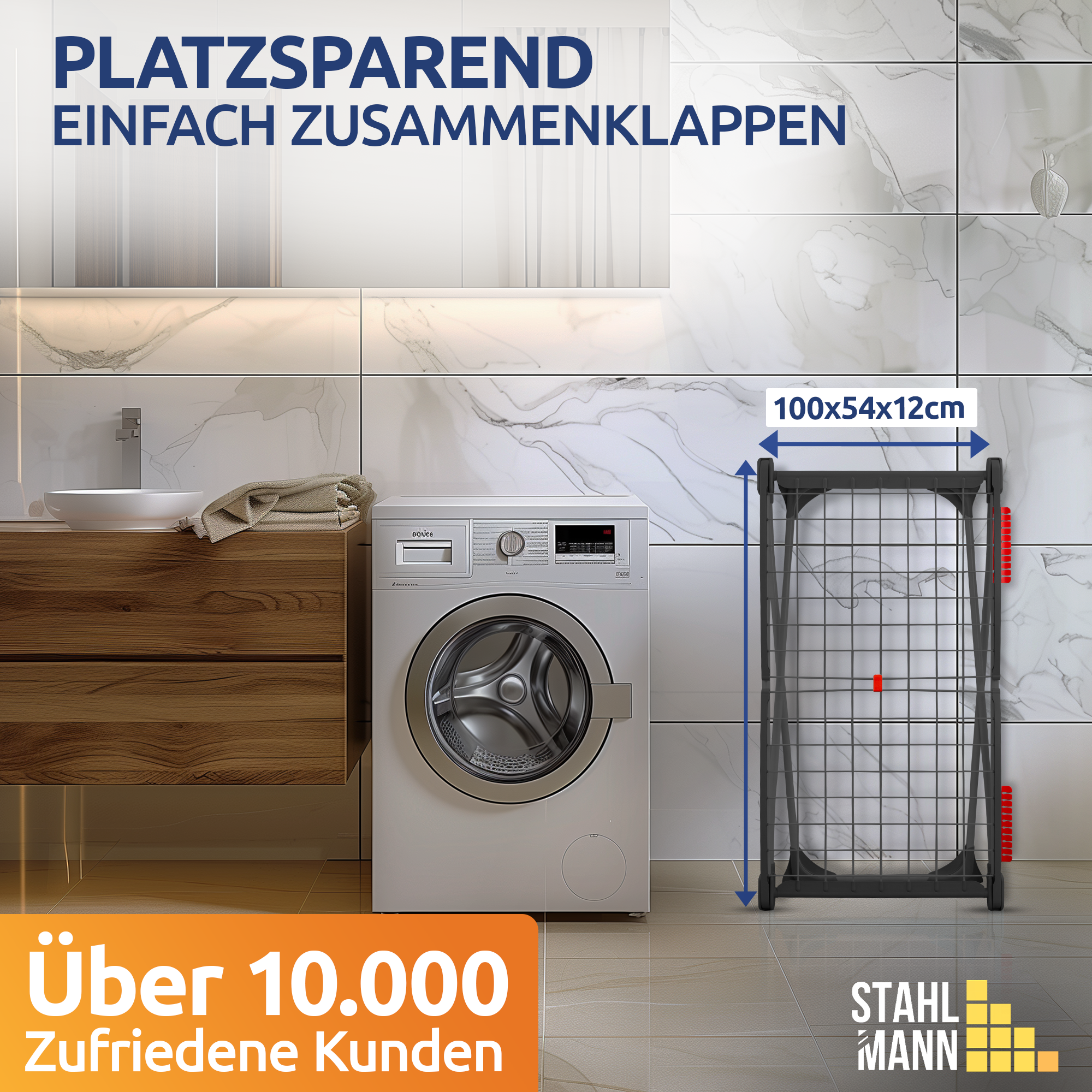 Stahlmann Astra Black Standtrockner - 18 m Trockenfläche Klappbar