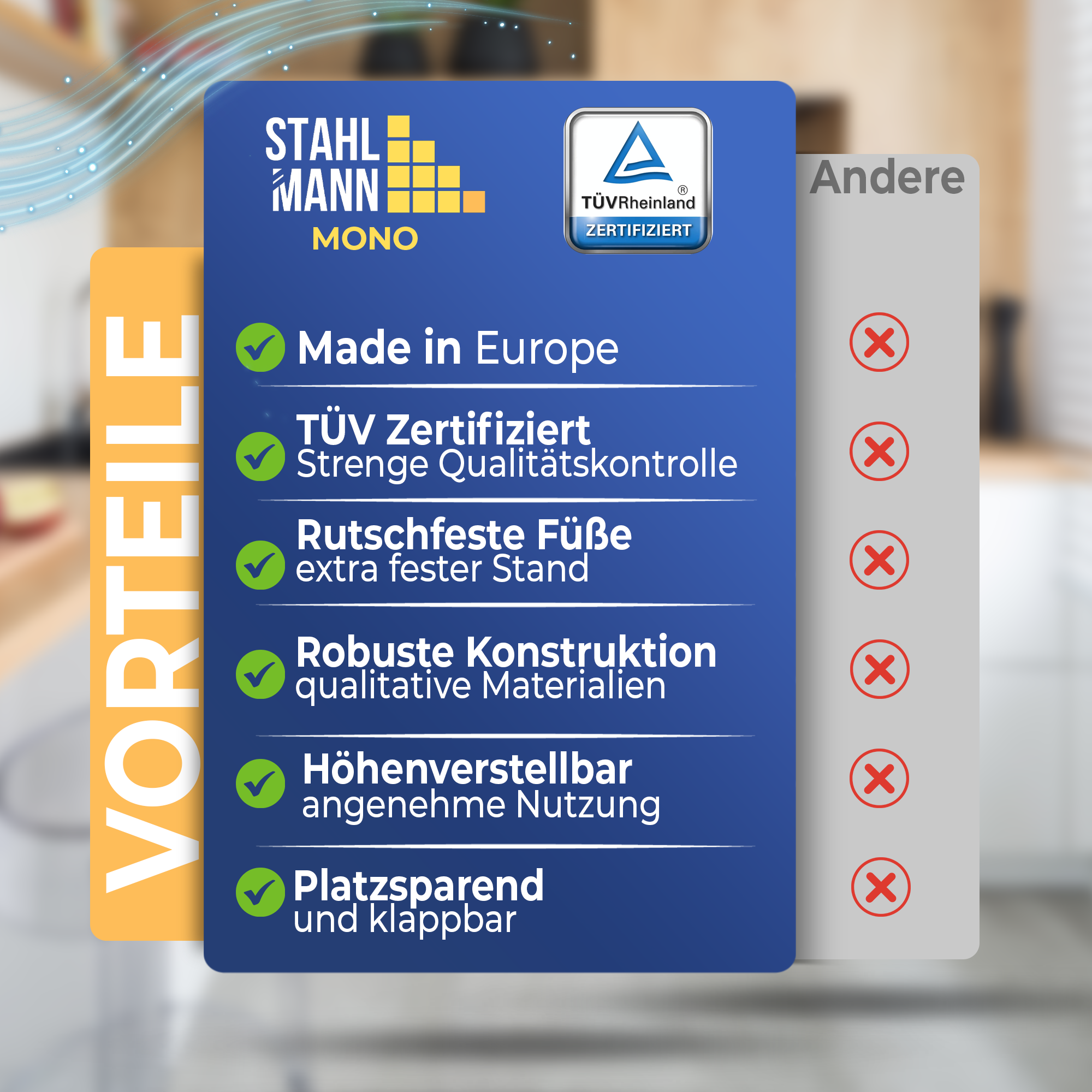 STAHLMANN® XXL Bügelbrett 130x48 cm – Für Dampfbügelstation – TÜV-zertifiziert – 100 % Baumwollbezug – extra stabil – Made in EU