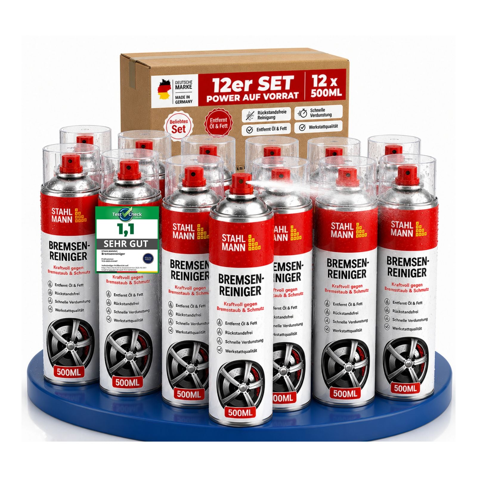 STAHLMANN® Bremsenreiniger 12x400 ml – Hochwirksames Bremsenreiniger Spray für Werkstatt & Auto