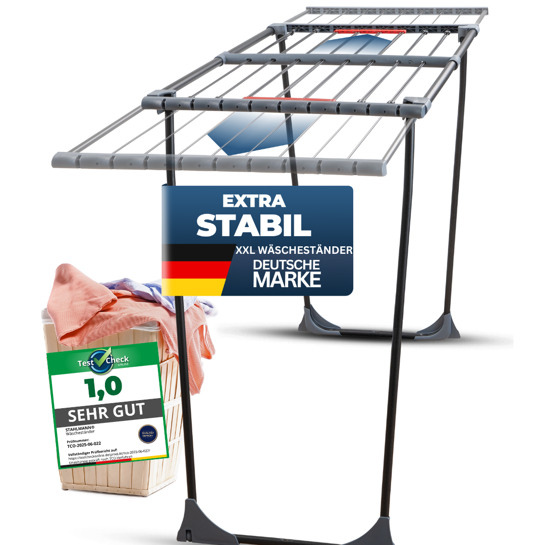 STAHLMANN® Magic Teleskop Wäscheständer ausziehbar – 20m Trockenfläche – platzsparend kompakt – Indoor Outdoor Balkon