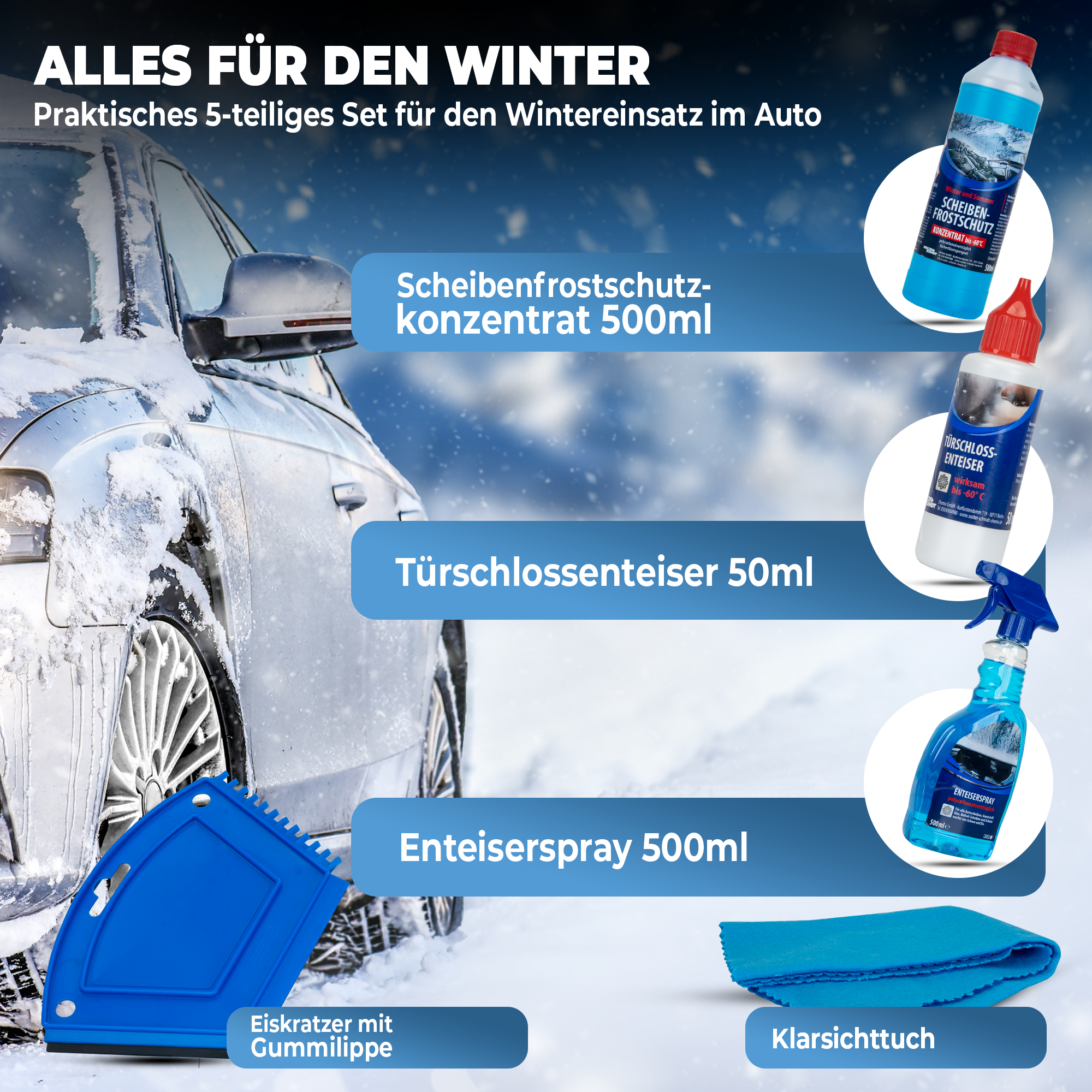 Stahlmann® Auto 2 x Couple Winter Frostschutz Set – Komplettschutz für den Winter