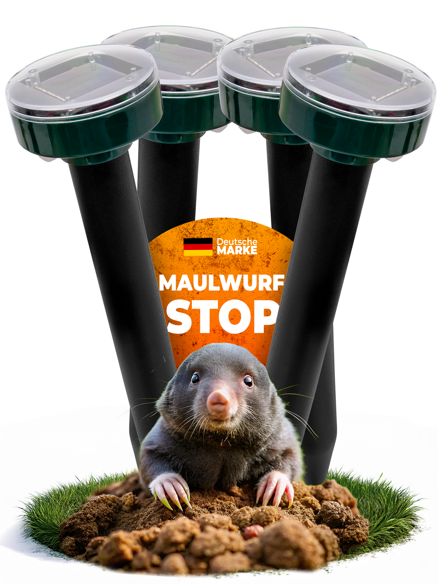 STAHLMANN® Solar Maulwurfvertreiber – Ultraschall Tiervertreiber mit XXL Wirkungsradius