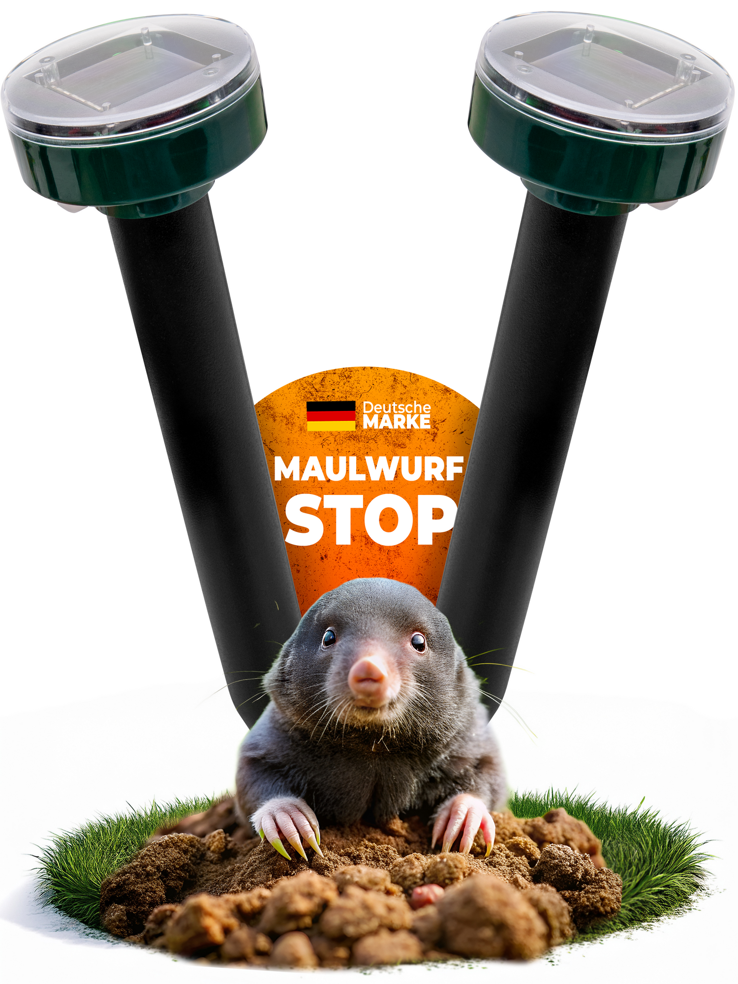 STAHLMANN® Solar Maulwurfvertreiber – Ultraschall Tiervertreiber mit XXL Wirkungsradius
