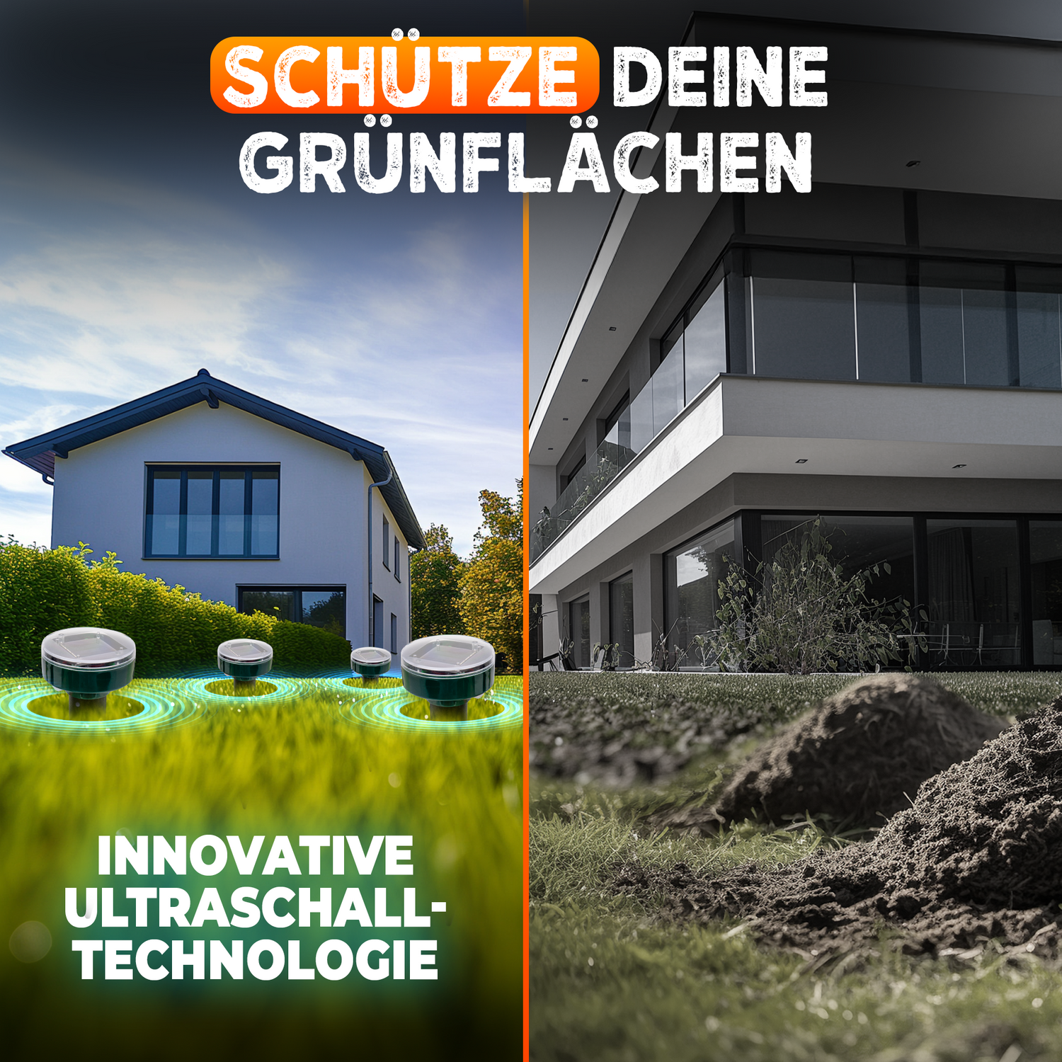 STAHLMANN® Solar Maulwurfvertreiber – Ultraschall Tiervertreiber mit XXL Wirkungsradius