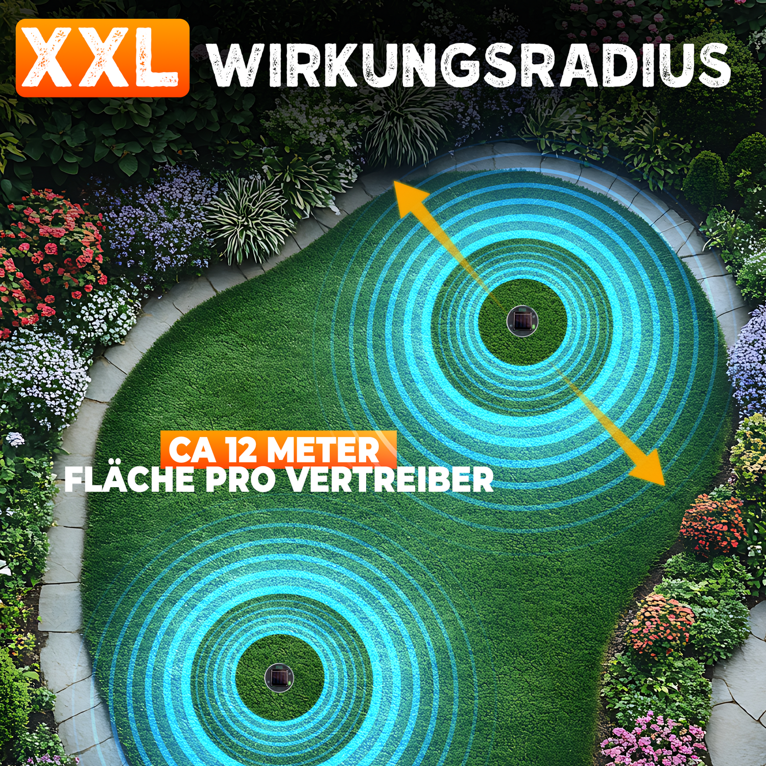 STAHLMANN® Solar Maulwurfvertreiber – Ultraschall Tiervertreiber mit XXL Wirkungsradius