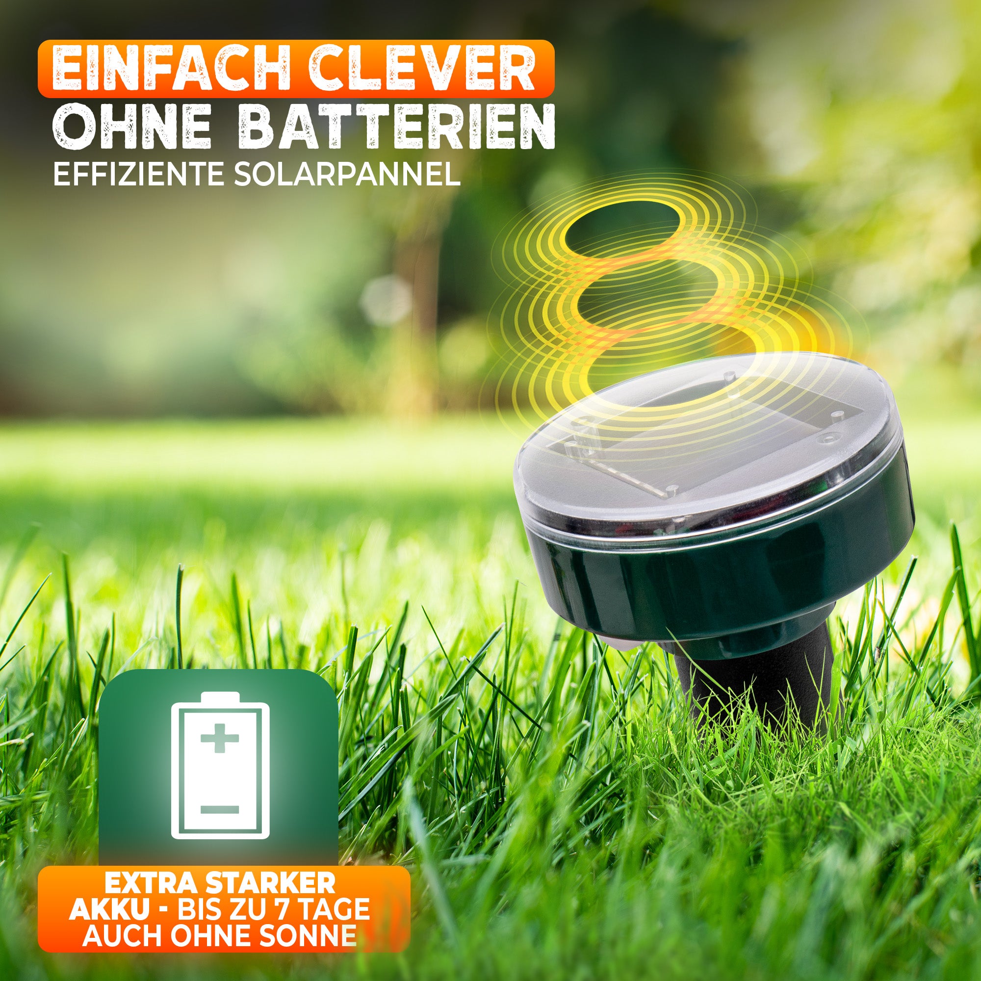 STAHLMANN® Solar Maulwurfvertreiber – Ultraschall Tiervertreiber mit XXL Wirkungsradius