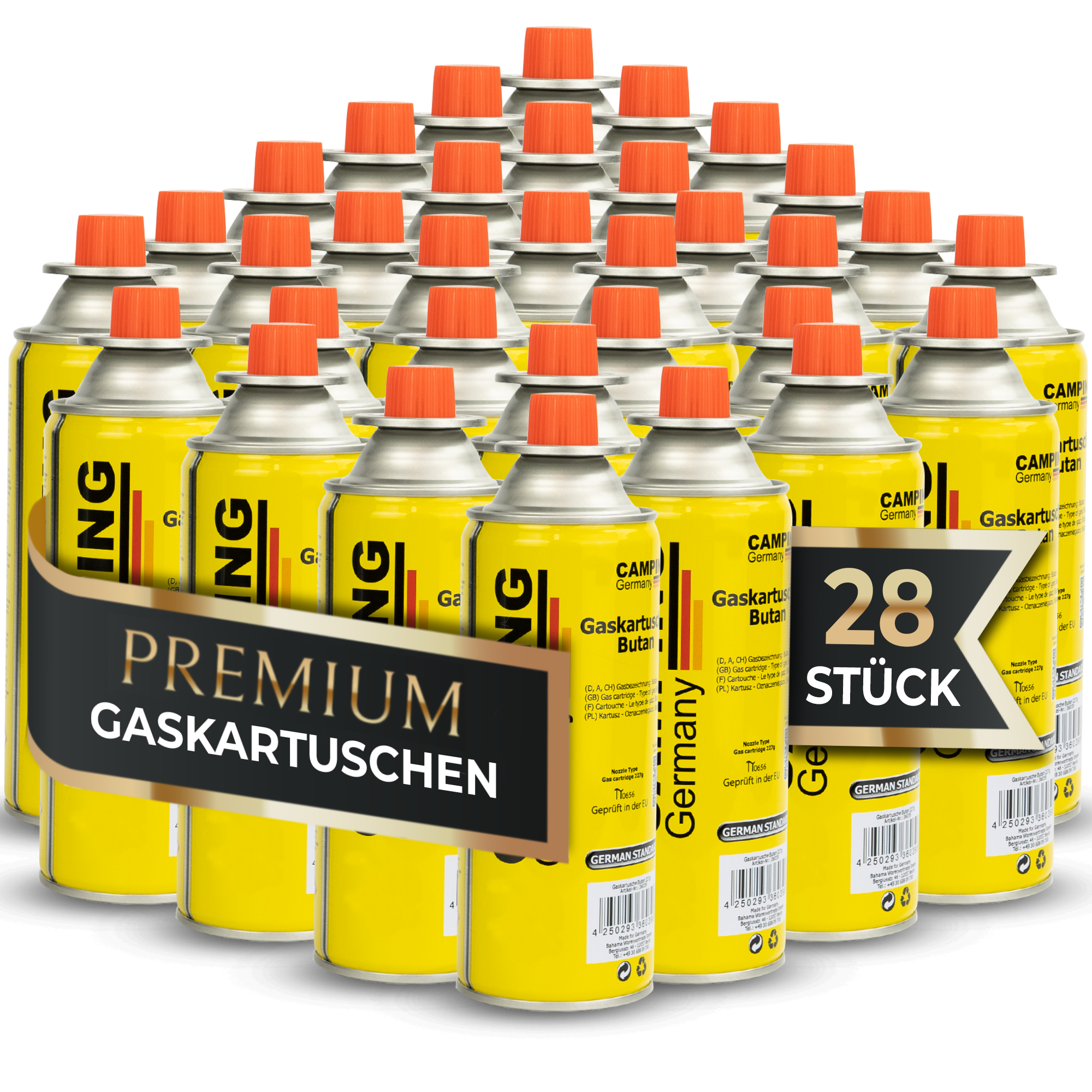 MAGNUM® Butangaskartuschen 227g – EN 417 zertifiziert – für Camping, Küche & Outdoor – 100 % dicht & leistungsstark – mit Sicherheitsventil