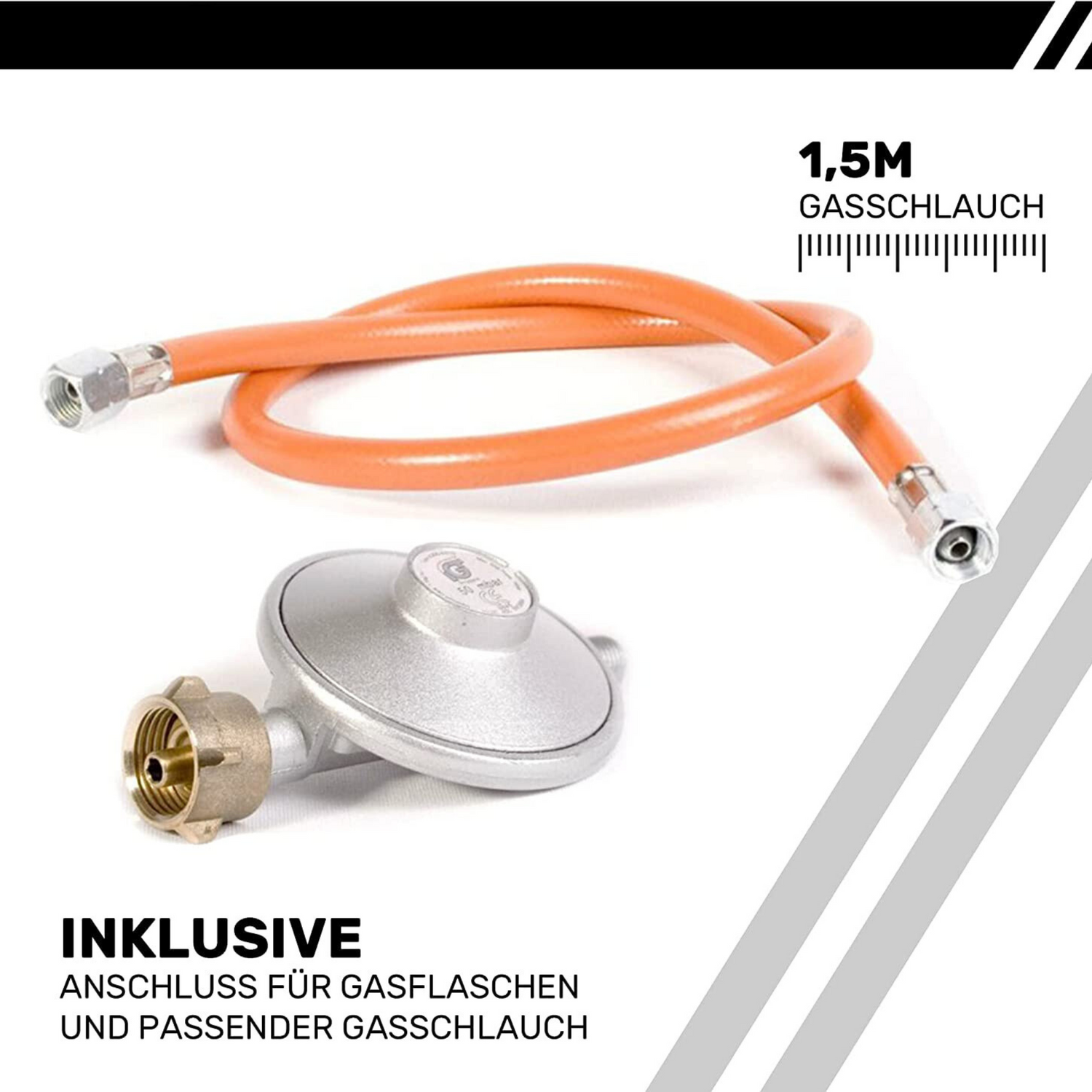 Gaskocher Trio inkl. Gasschlauch 1,5 m und Drucklager 30 mbar