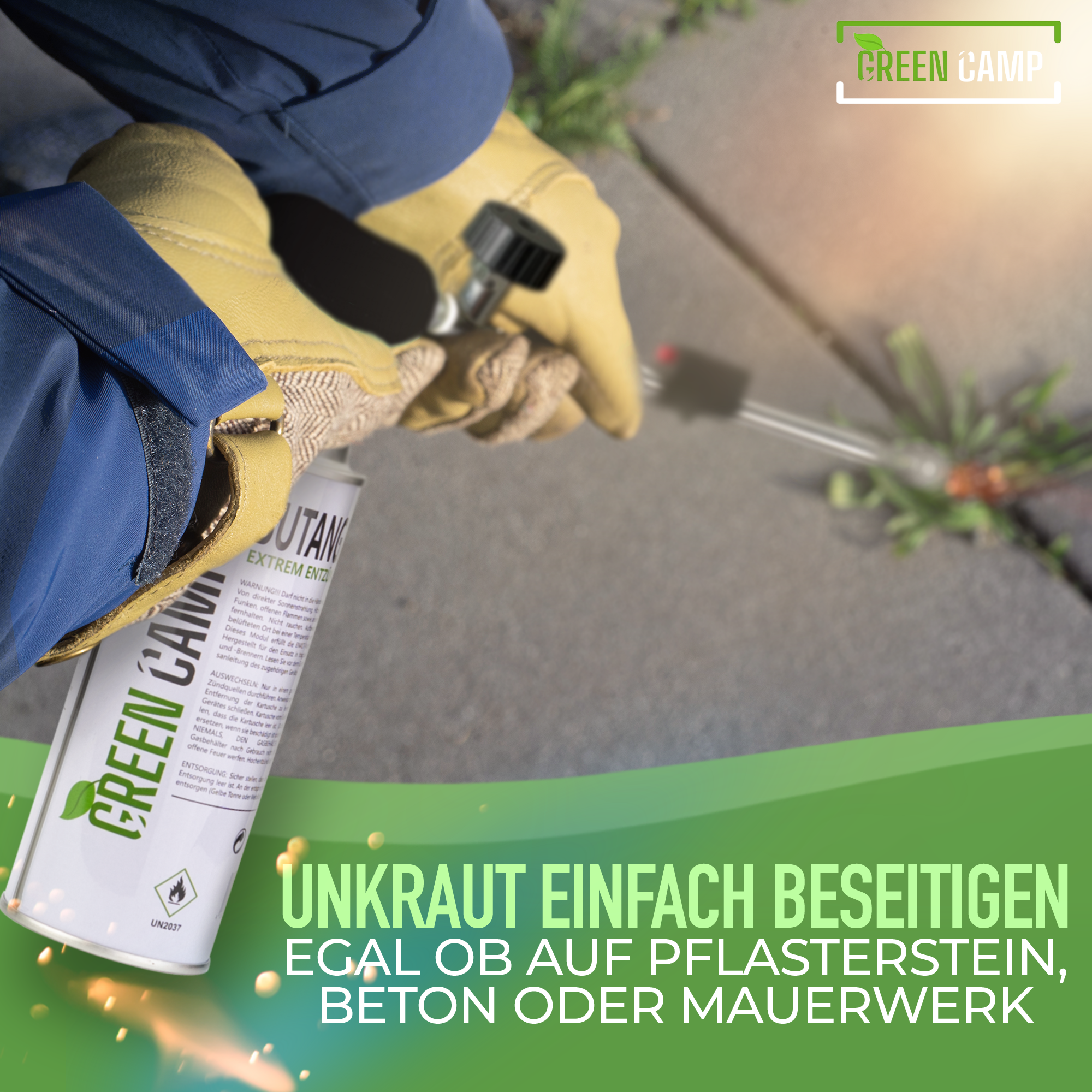 GreenCamp® Unkrautbrenner inkl. Gaskartuschen – Effektive & chemiefreie Unkrautvernichtung