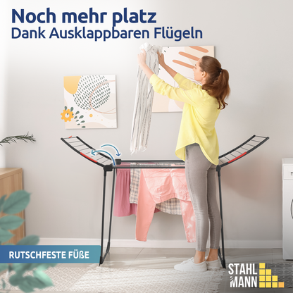 Stahlmann Astra Black Wäscheständer – 18 m Trockenfläche, klappbar &amp; wetterfest