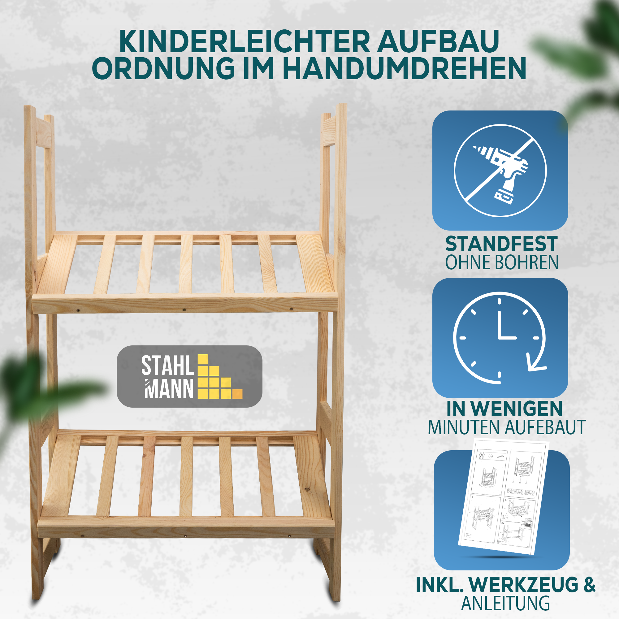 Getränkekistenregal für 4 Kisten [GEEIGNET FÜR Jede KISTENSORTE] - Robustes Getränkeregal aus hochwertigem Kiefernholz - Standfestes Kistenregal Made IN Europe