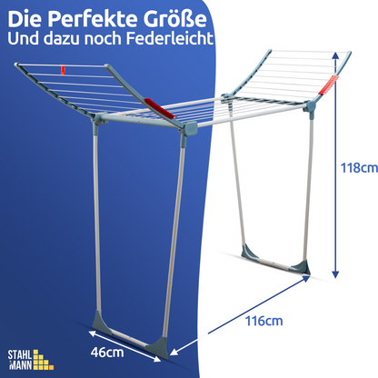 Stahlmann Astra White/Blue Standtrockner  - 18 m Trockenfläche Klappbar