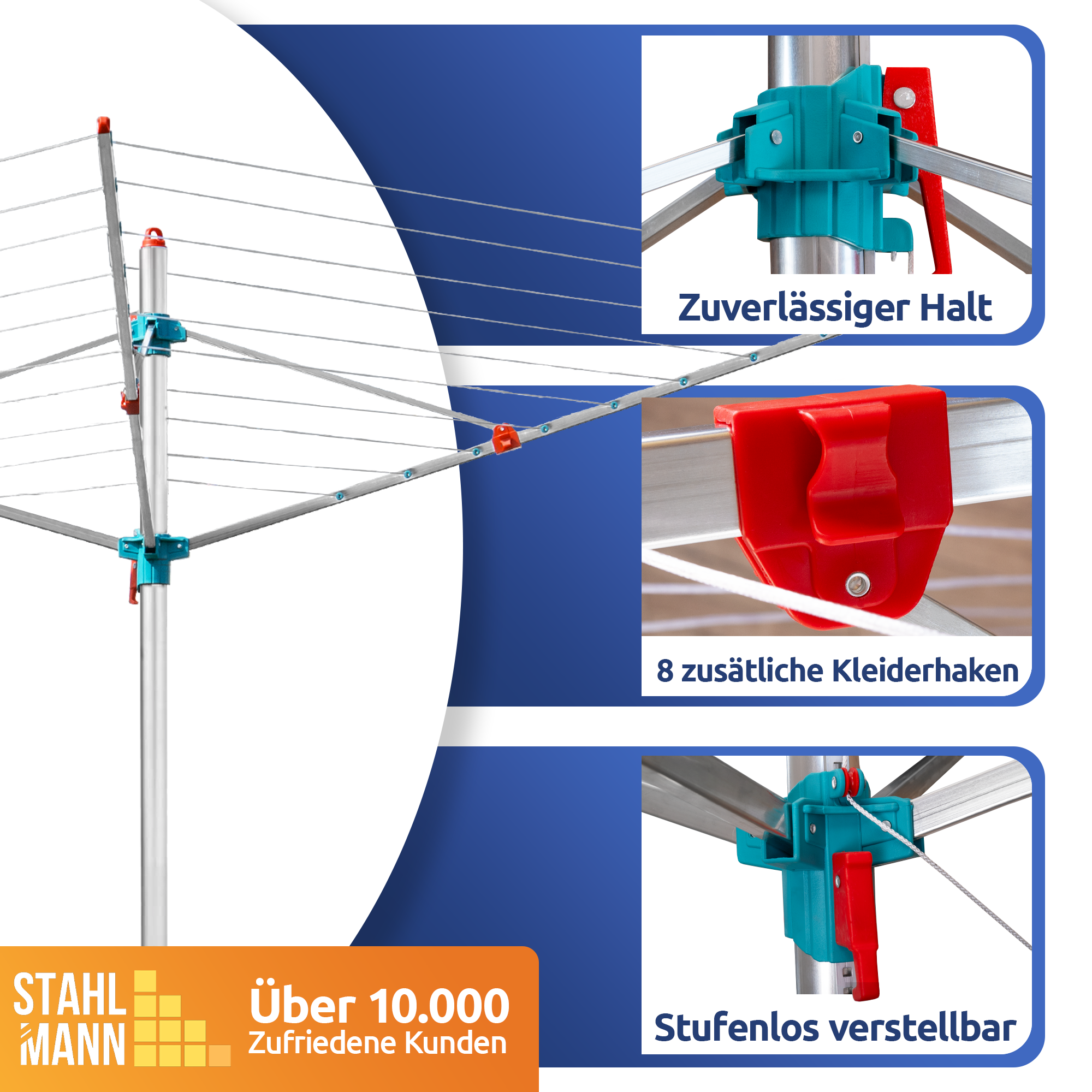 MADE IN GERMANY Wäschespinne 40M Leinenlänge