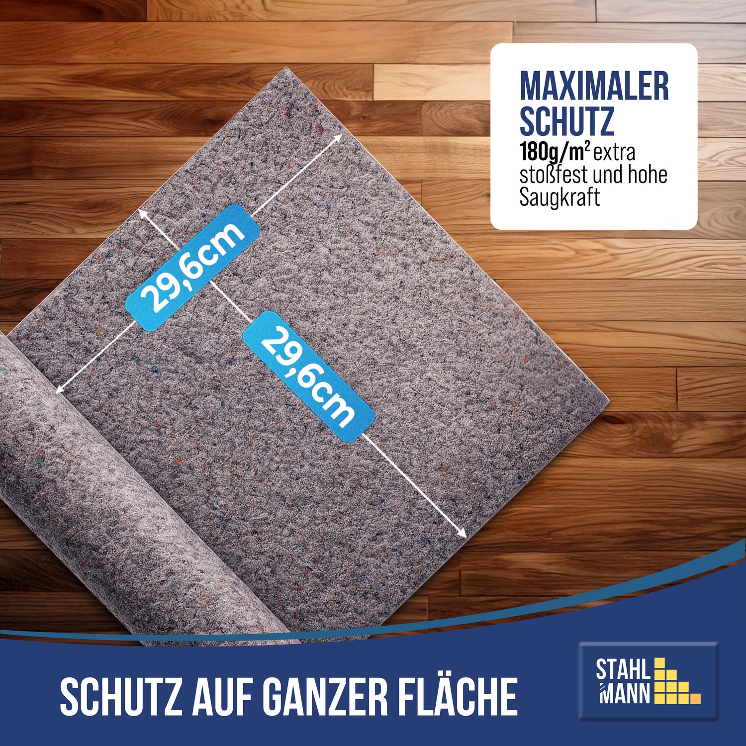 STAHLMANN® Schildersvlies [1 x 50 m] – Beschermend vlies en folie voor schilderwerk – antislip en absorberend – vloerbedekking voor renovatie, verhuizing – verfroller