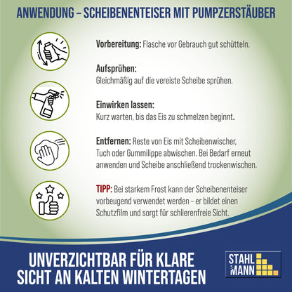 STAHLMANN® Scheiben-Enteiser 6er-Set (6 × 500 ml) I Auto Enteiserspray