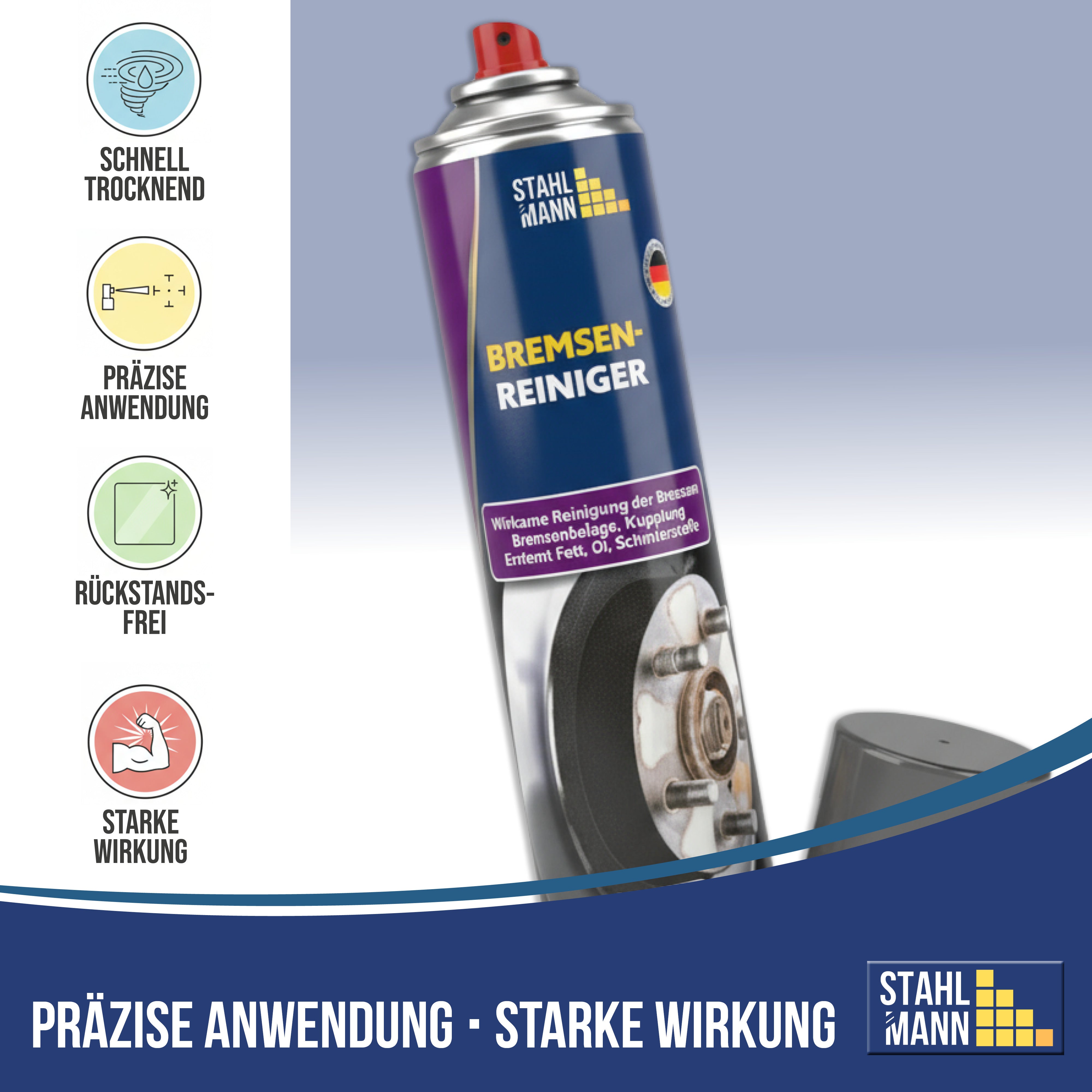 STAHLMANN® Bremsenreiniger 12x400 ml – Hochwirksames Bremsenreiniger Spray für Werkstatt & Auto