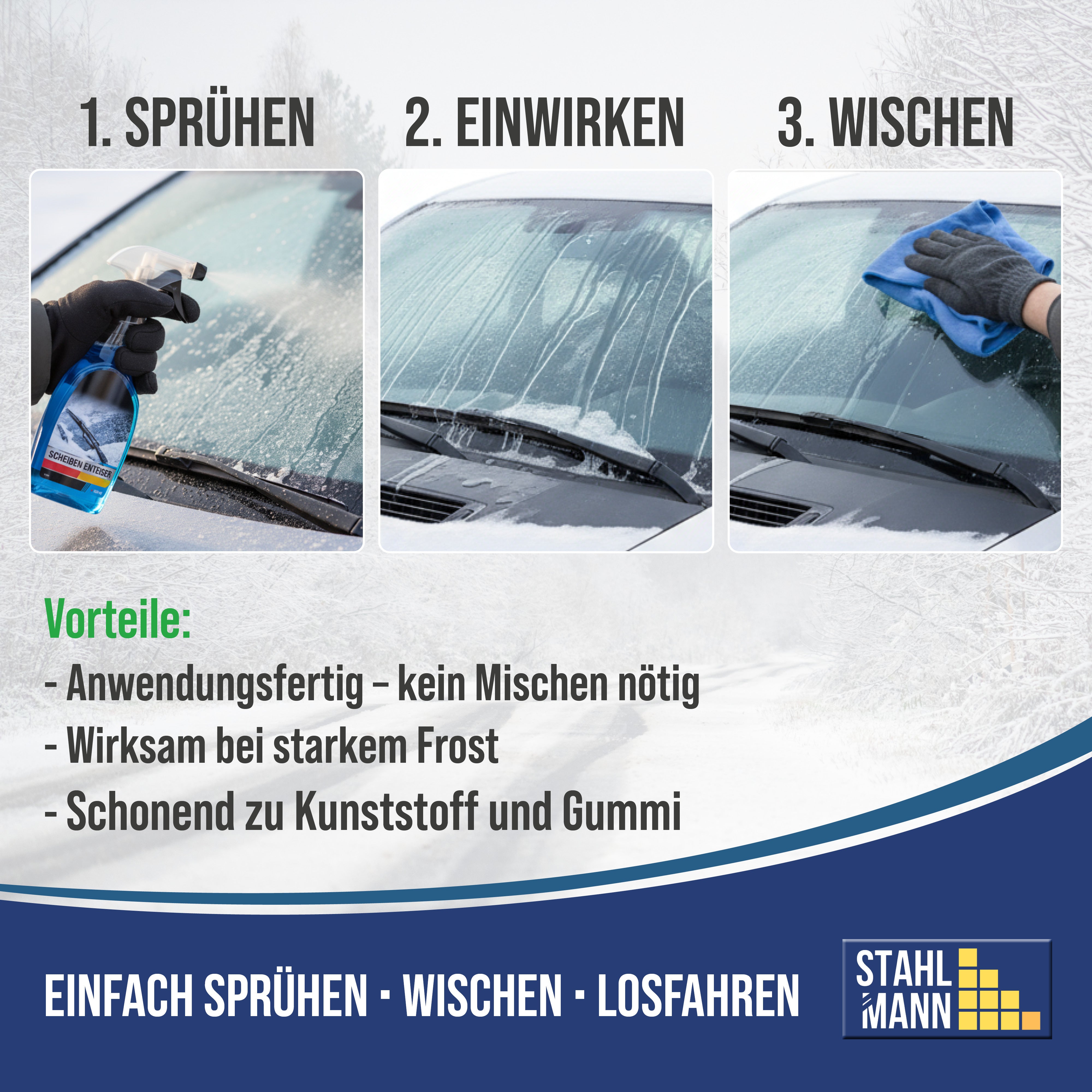 STAHLMANN® Voorruitontdooier 6-pack (6 x 500 ml) | Autoontdooierspray