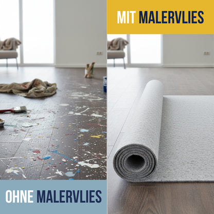 STAHLMANN® Schildersvlies [1 x 50 m] – Beschermend vlies en folie voor schilderwerk – antislip en absorberend – vloerbedekking voor renovatie, verhuizing – verfroller