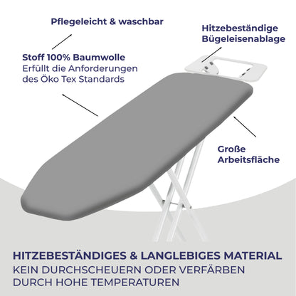 Stahlmann Höhenverstellbares Bügelbrett mit rutschfesten Füßen 114x34