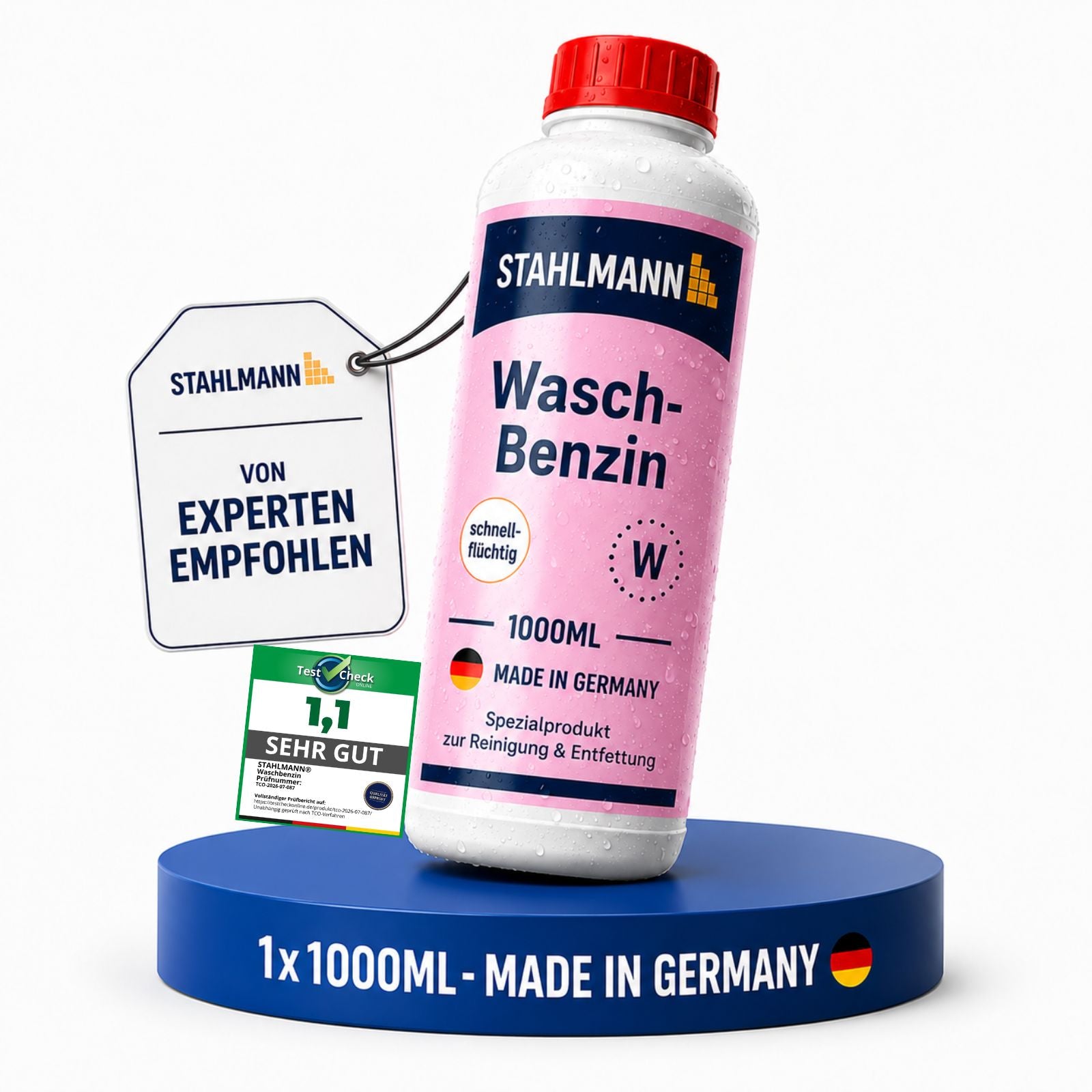 STAHLMANN Waschbenzin 1 L – Reinigungsbenzin | Fett- & Öl-Entferner | KFZ, Werkstatt, Haushalt