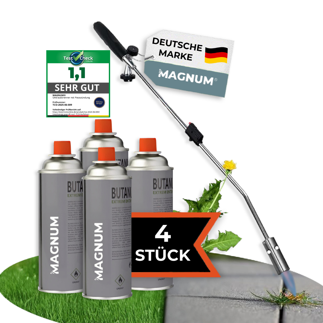 MAGNUM® Unkrautbrenner inkl. Gaskartuschen – kraftvolle & chemiefreie Unkrautvernichtung