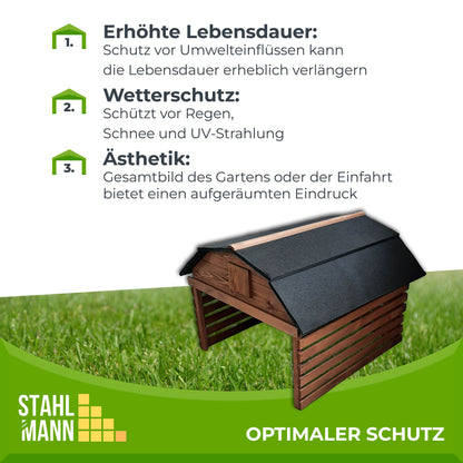 JETZT NEU! STAHLMANN® Mähroboter Garage aus Kiefernholz [78,5 x 74 x 60 cm] - Rasenroboter Garage BRAUN [wetterfest] Mähroboter Garage [MADE IN EUROPE]