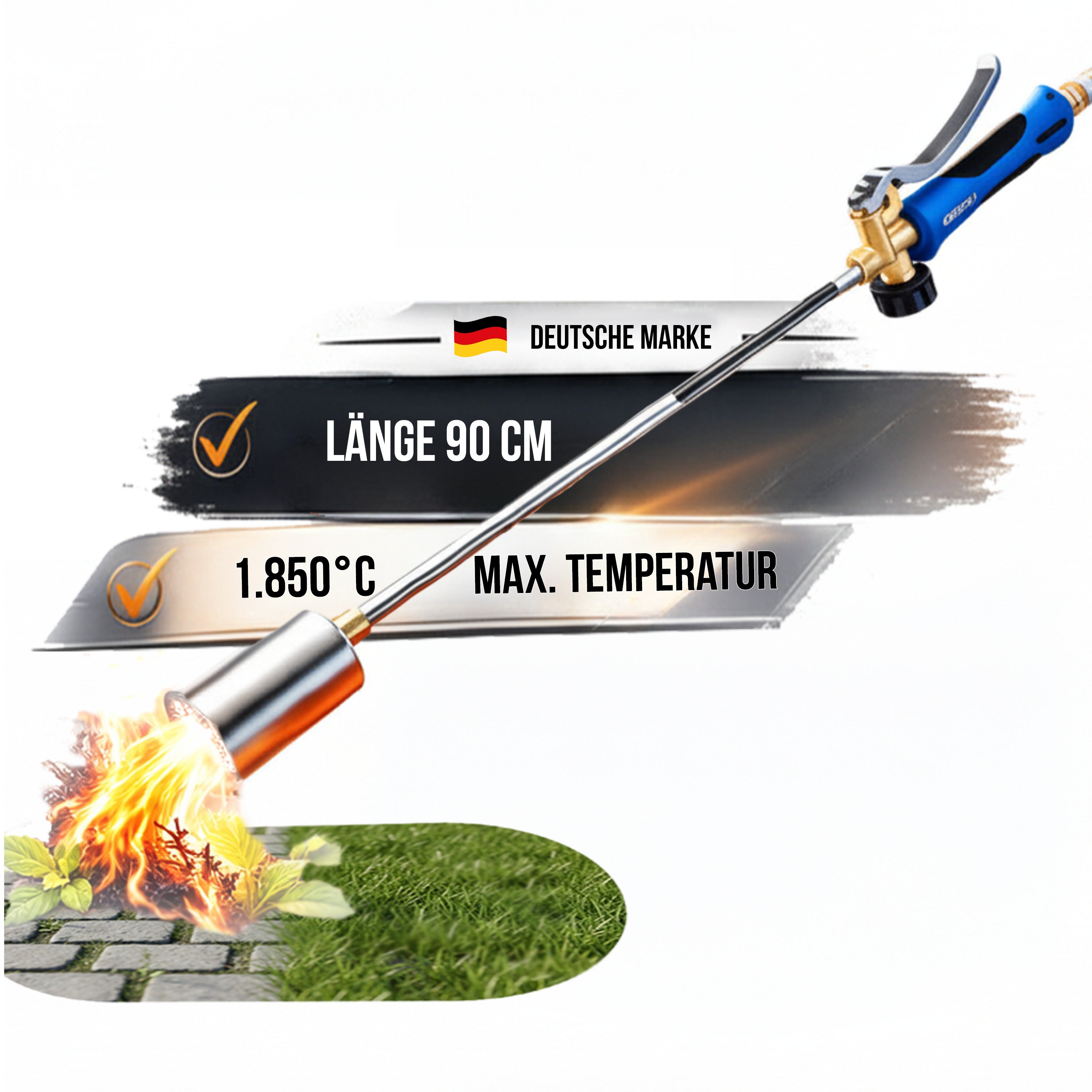 B-Tools® Abflammgerät – Abflammgerät 55 kW – Profi-Brenner für Dach, Bitumen & Unkraut