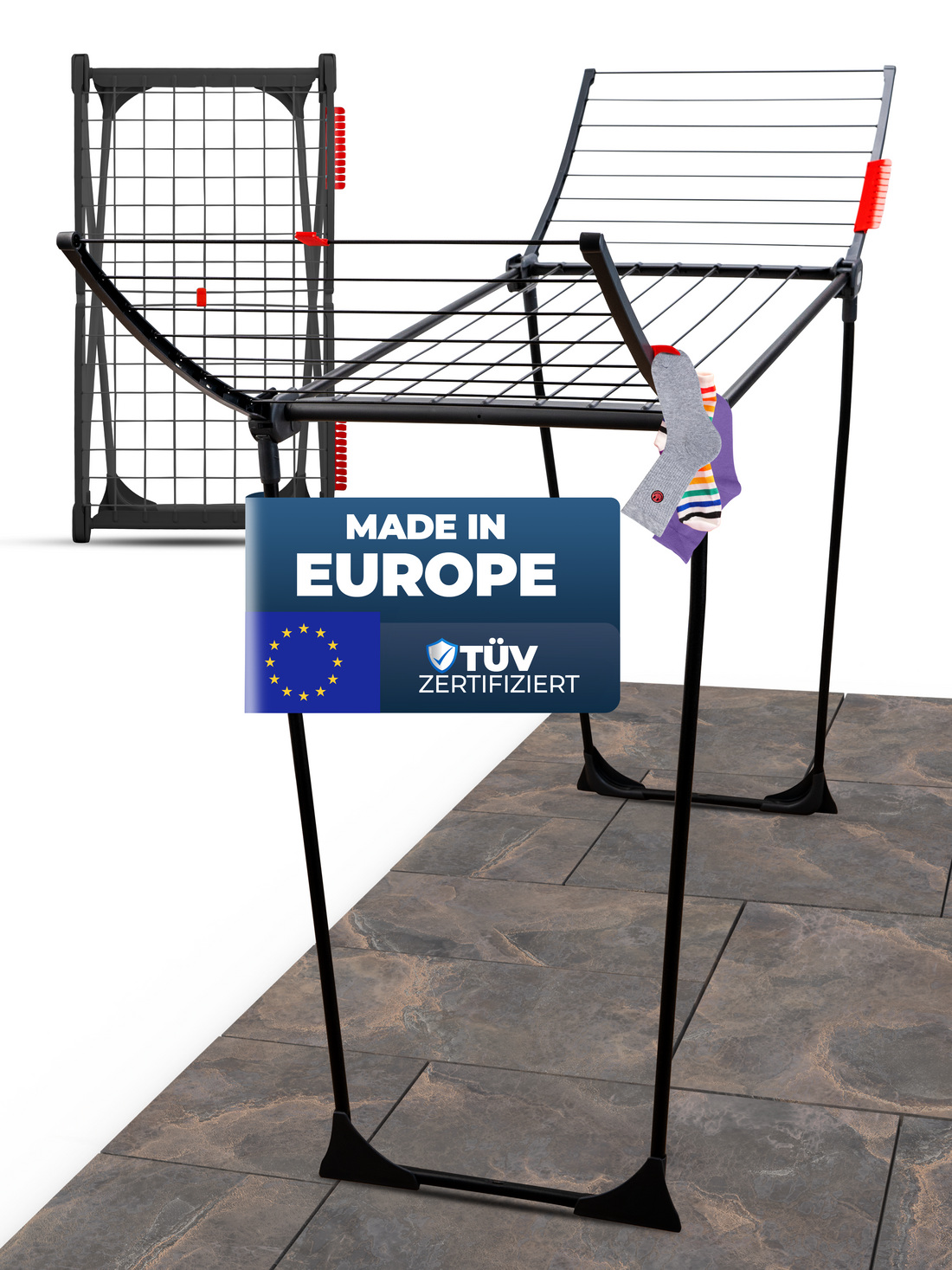 Stahlmann Astra Black Standtrockner - 18 m Trockenfläche Klappbar