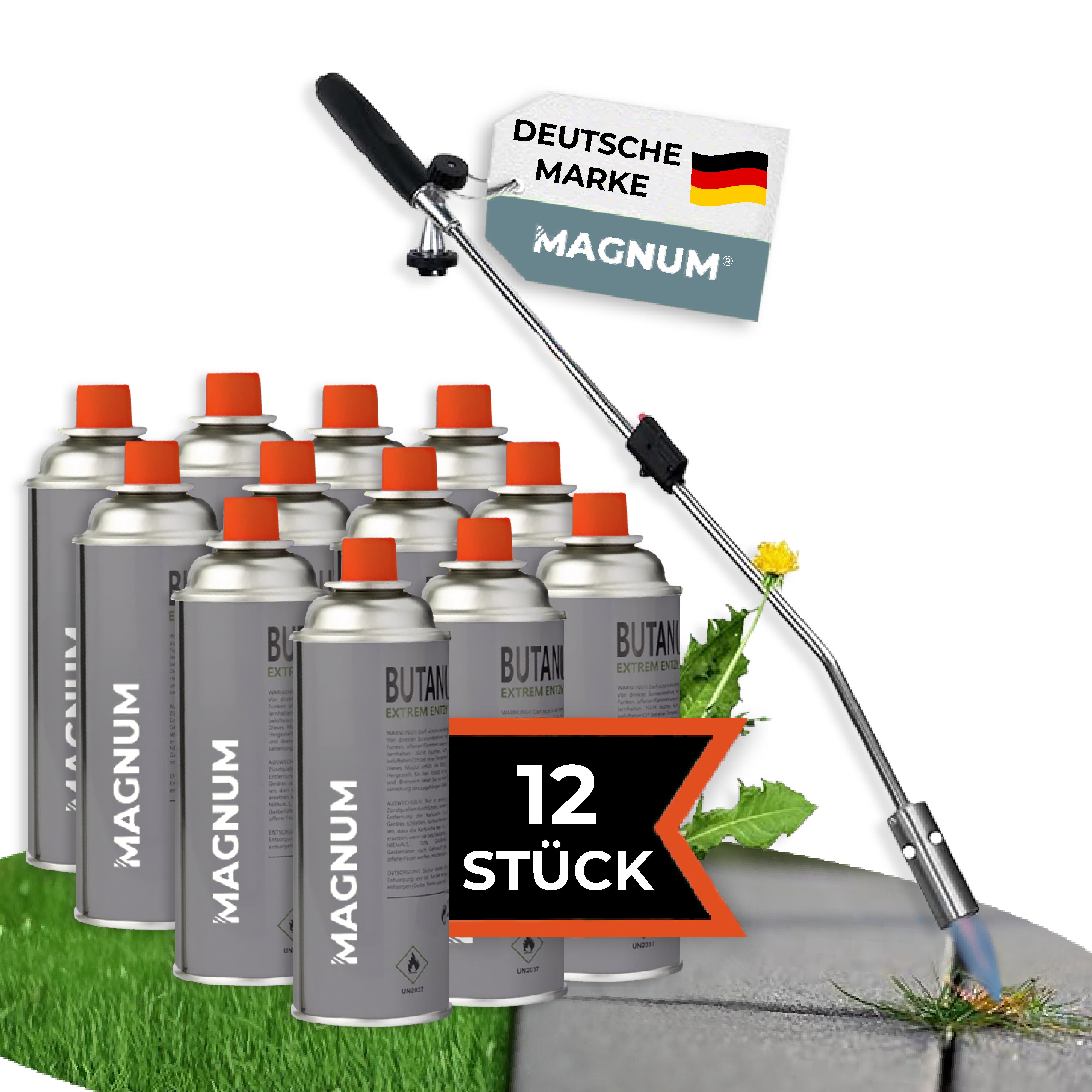 MAGNUM® Unkrautbrenner inkl. Gaskartuschen – kraftvolle & chemiefreie Unkrautvernichtung