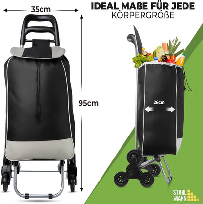 STAHLMANN ® Einkaufstrolley klappbar mit Abnehmbarer Tasche – Robuste Einkaufstasche mit 36 L Stauraum