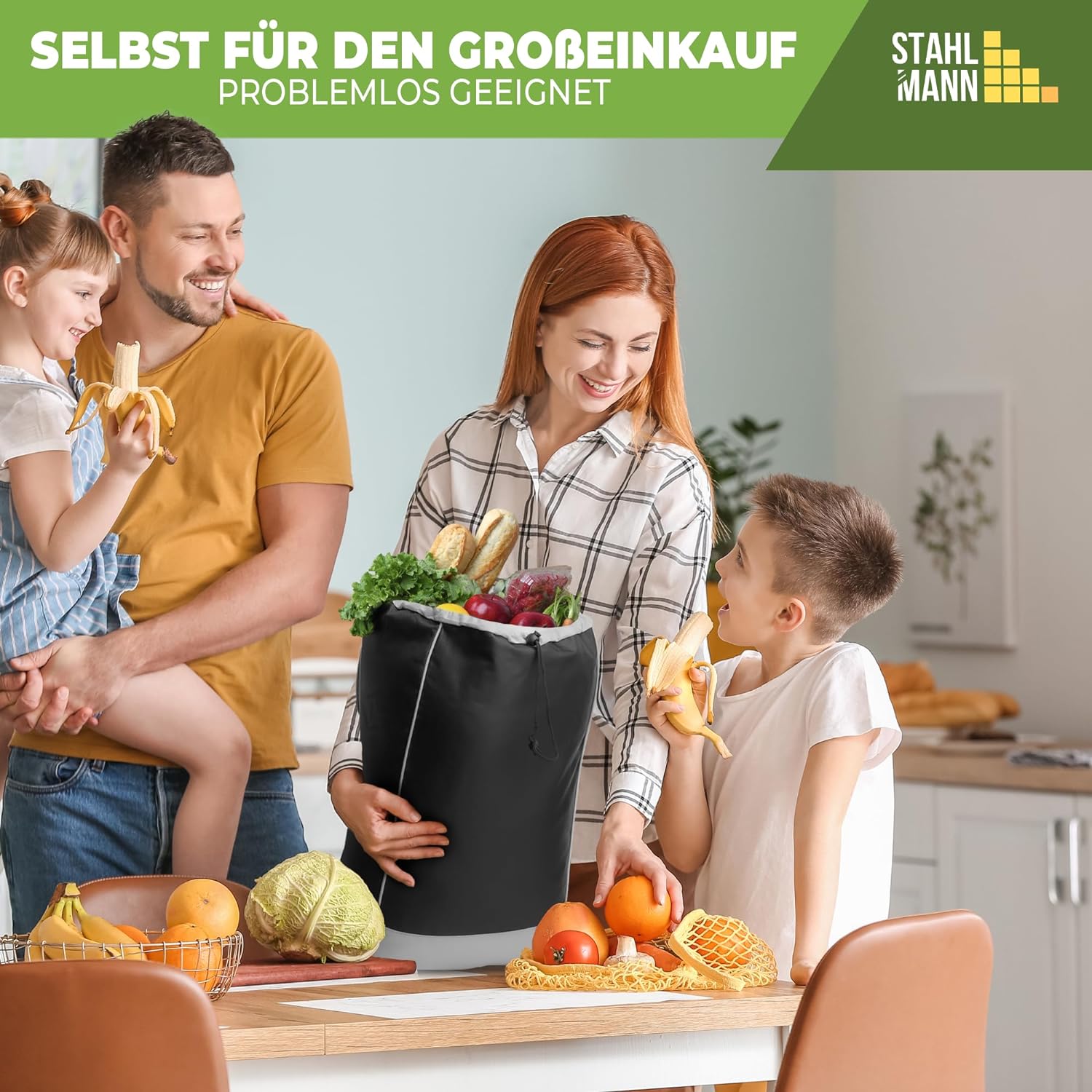 STAHLMANN ® Einkaufstrolley klappbar mit Abnehmbarer Tasche – Robuste Einkaufstasche mit 36 L Stauraum