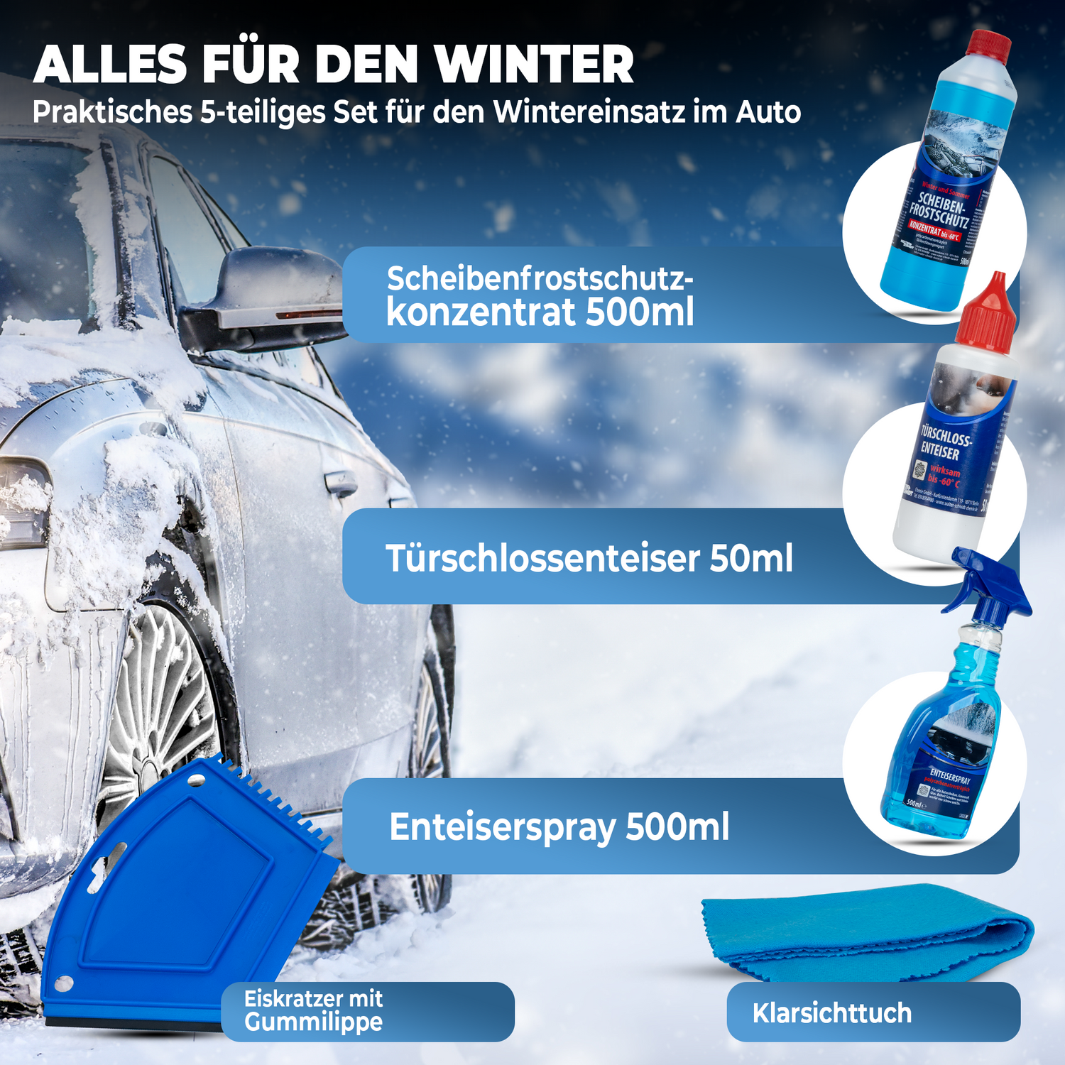 Stahlmann® Auto 2 x Couple Winter Frostschutz Set – Komplettschutz für den Winter
