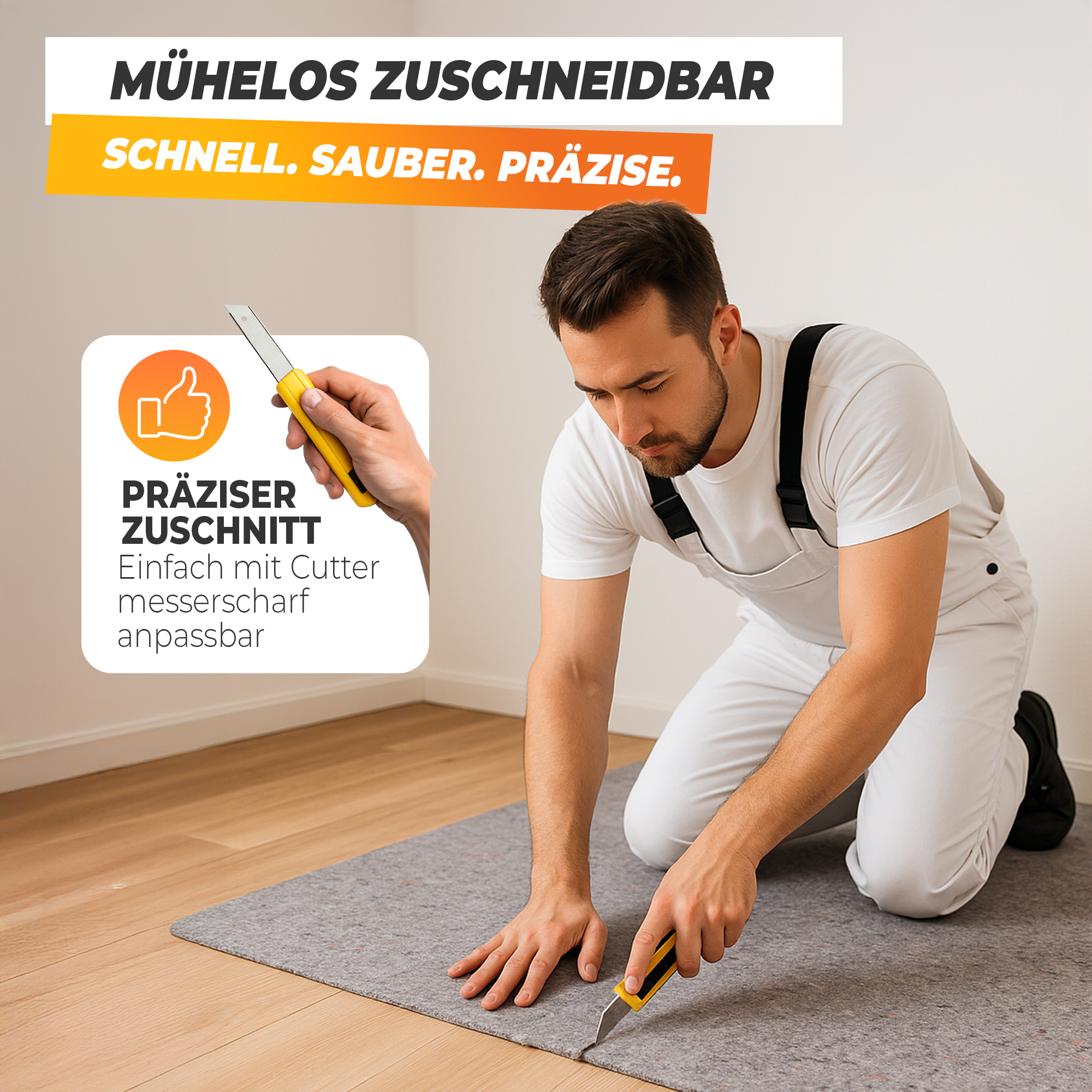 STAHLMANN® Malervlies [1 x 50 m] – Abdeckvlies &amp; Abdeckfolie für Malerarbeiten – rutschfest &amp; saugstark – Bodenabdeckung für Renovierung, Umzug – Malerrolle