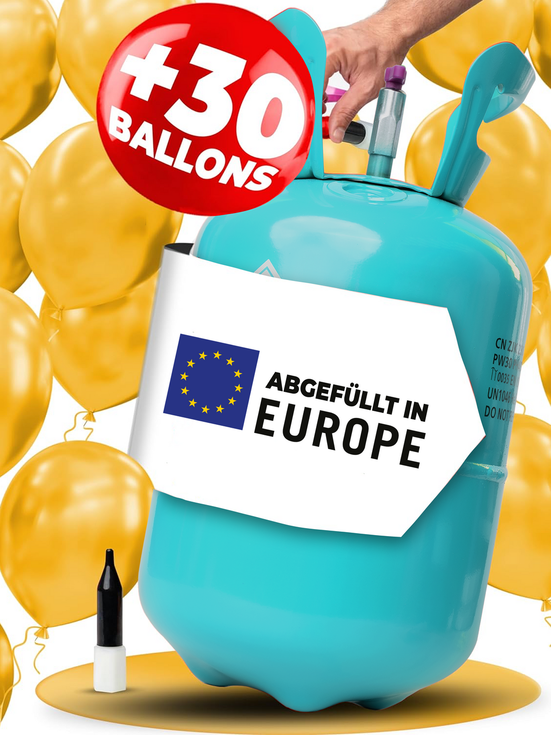 Helium Gasflasche inkl. 30 Luftballons – Helium Balloon Gas für bis zu 30 Luftballons