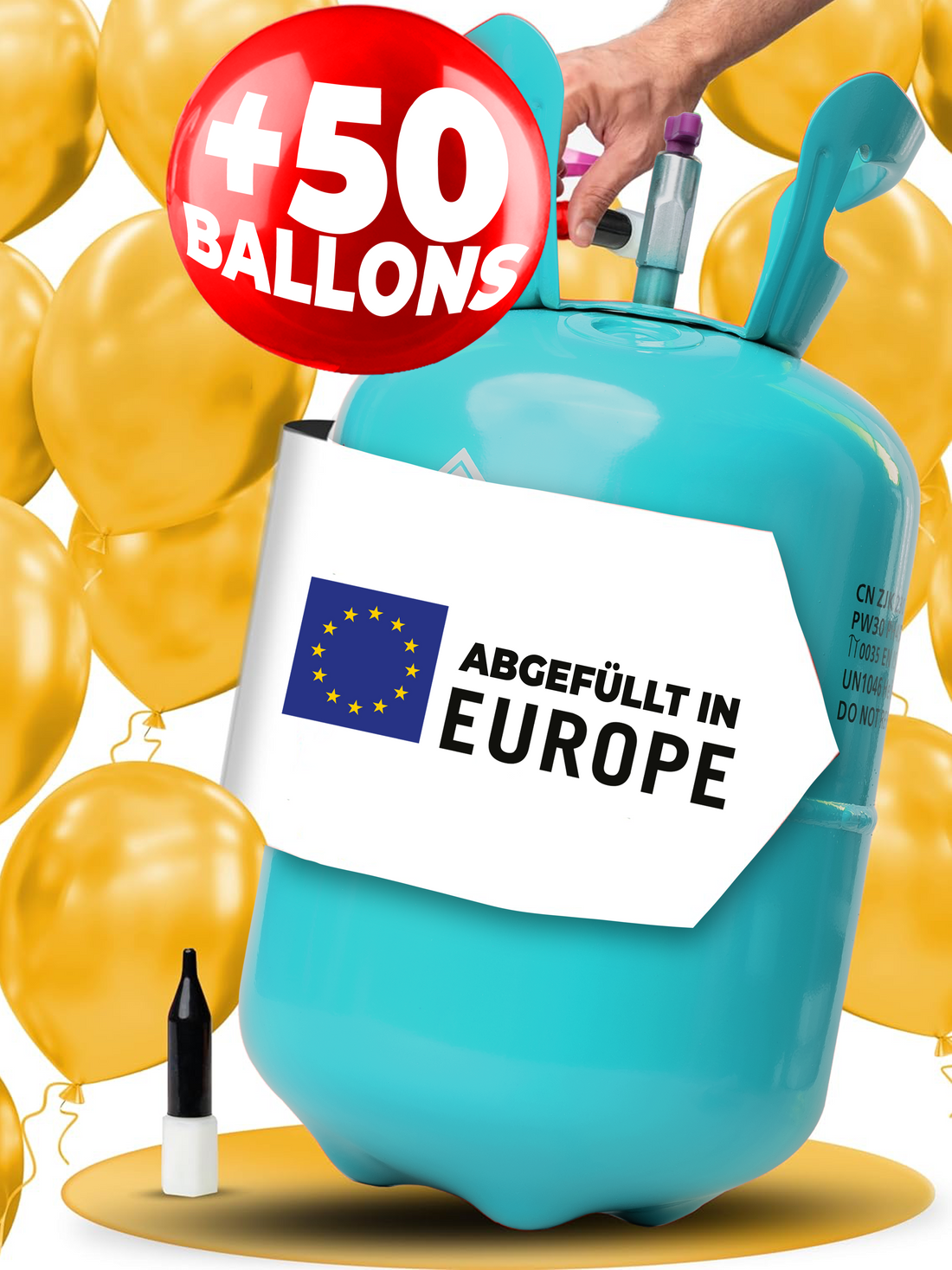 Helium Gasflasche inkl. 50 Luftballons – Helium Balloon Gas für bis zu 50 Luftballons