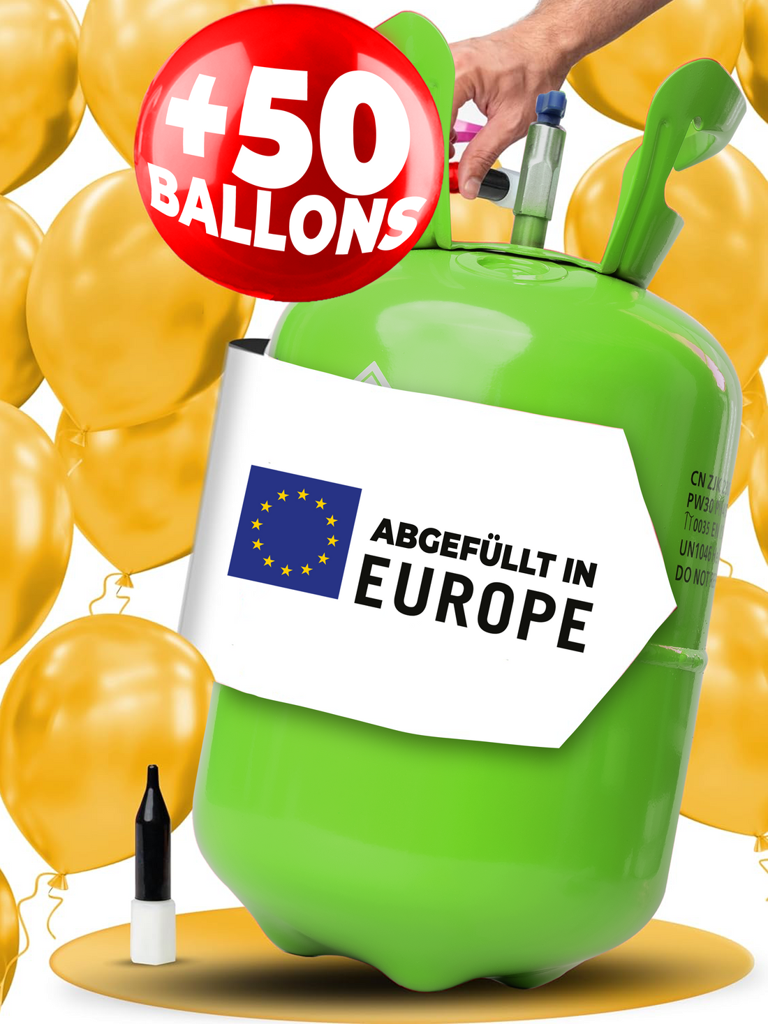 Helium Gasflasche inkl. 50 Luftballons – Helium Balloon Gas für bis zu 50 Luftballons