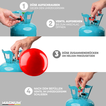 Helium Gasflasche inkl. 30 Luftballons – Helium Balloon Gas für bis zu 30 Luftballons