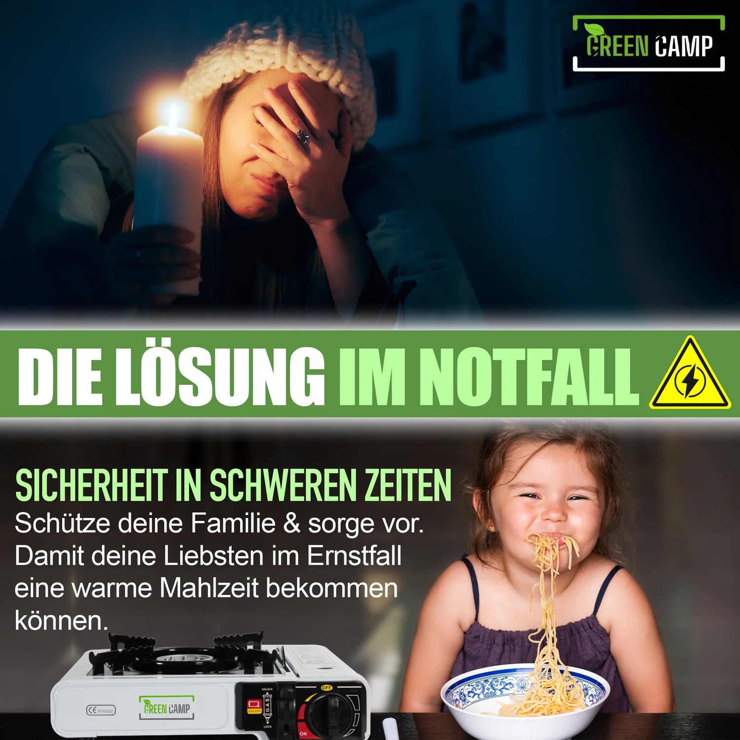 GREEN CAMP® Gaskocher inkl. Gaskartuschen und Tragekoffer