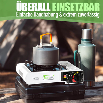 GREEN CAMP® Gaskocher inkl. Gaskartuschen und Tragekoffer